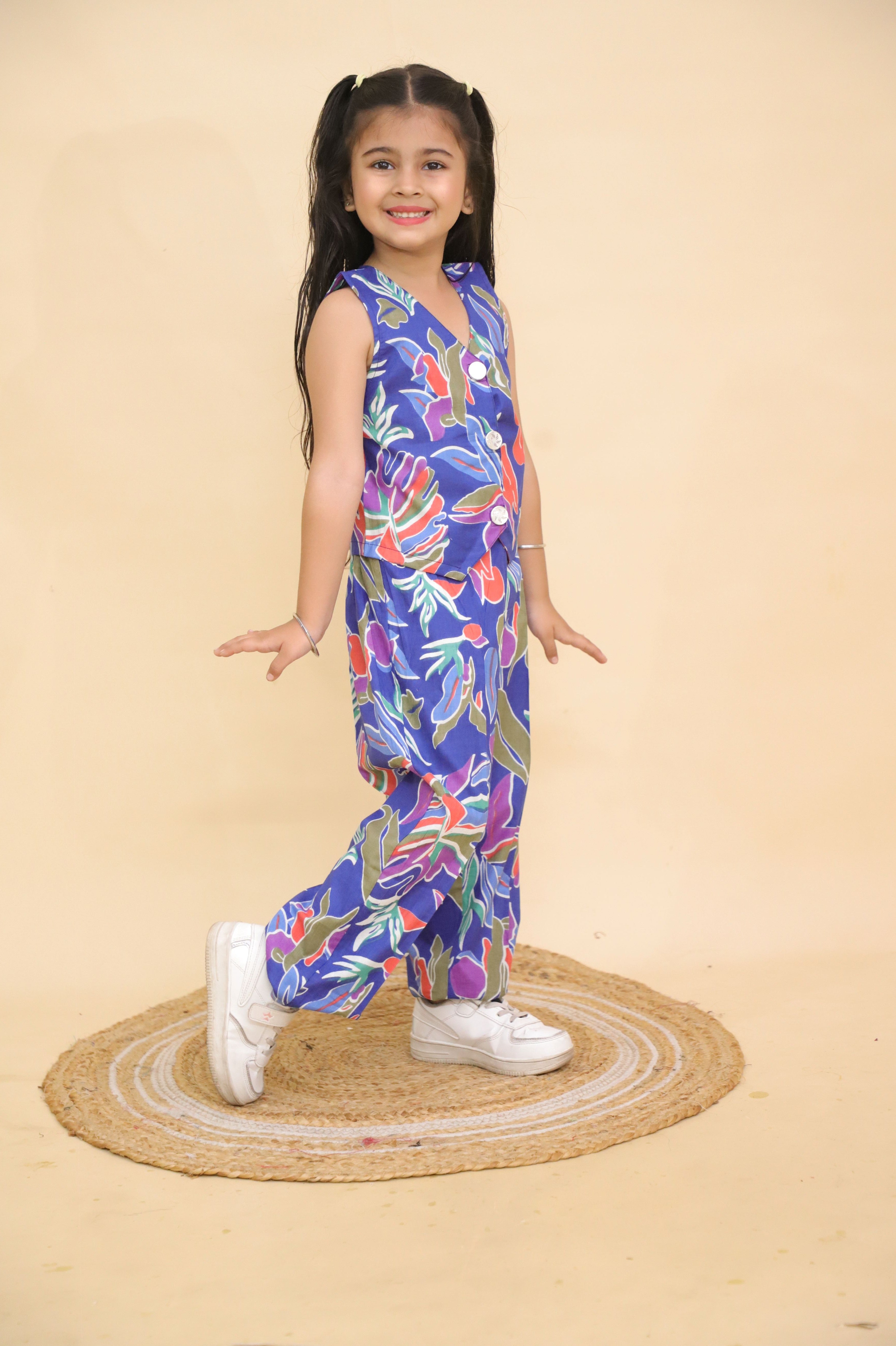 Multicolour co-ord set for girls- T-bluflowr