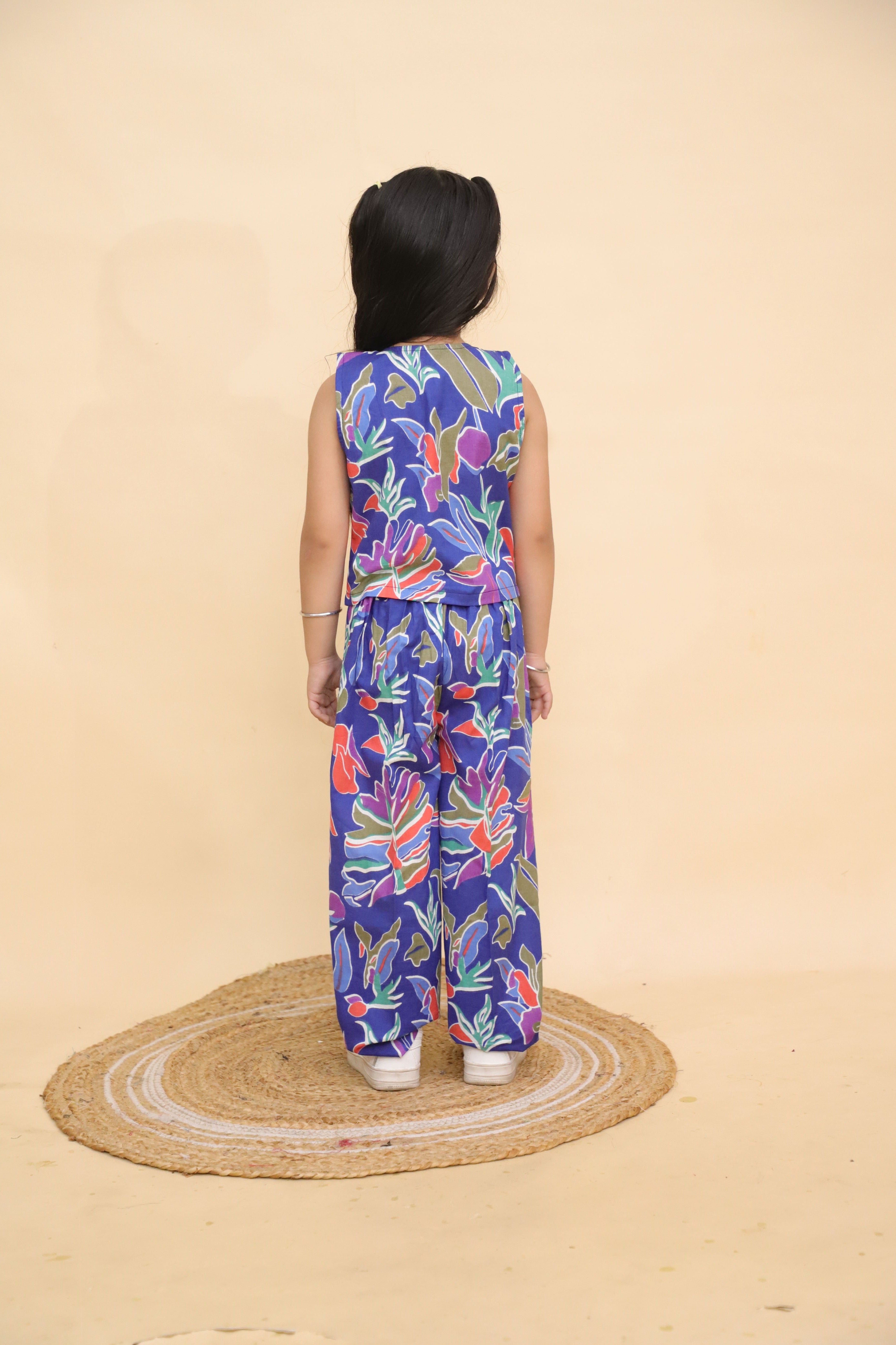 Multicolour co-ord set for girls- T-bluflowr