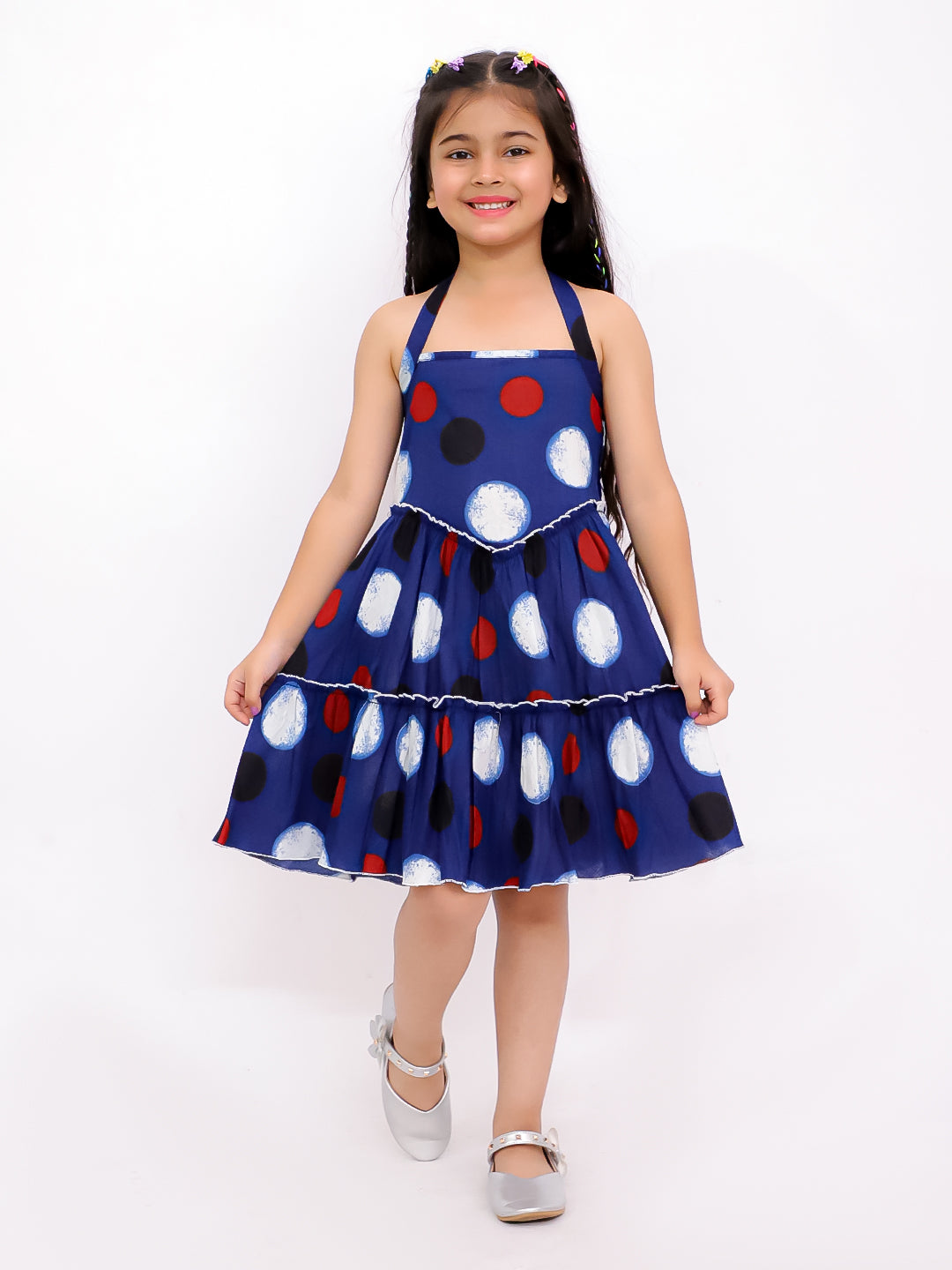 Cotton halter neck printed frock-T-Polkafrock