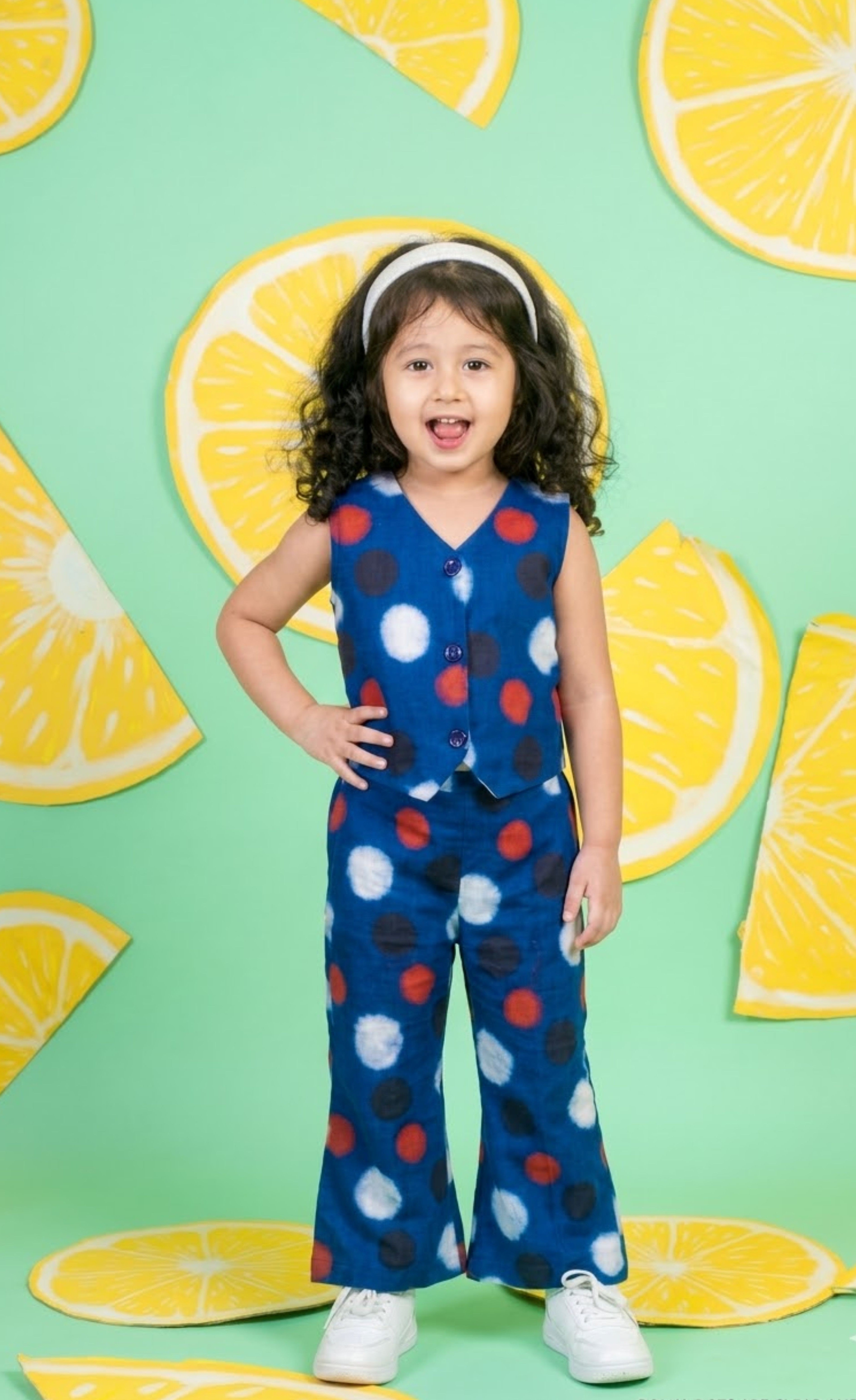 Blue polka print coordset -T-CDP