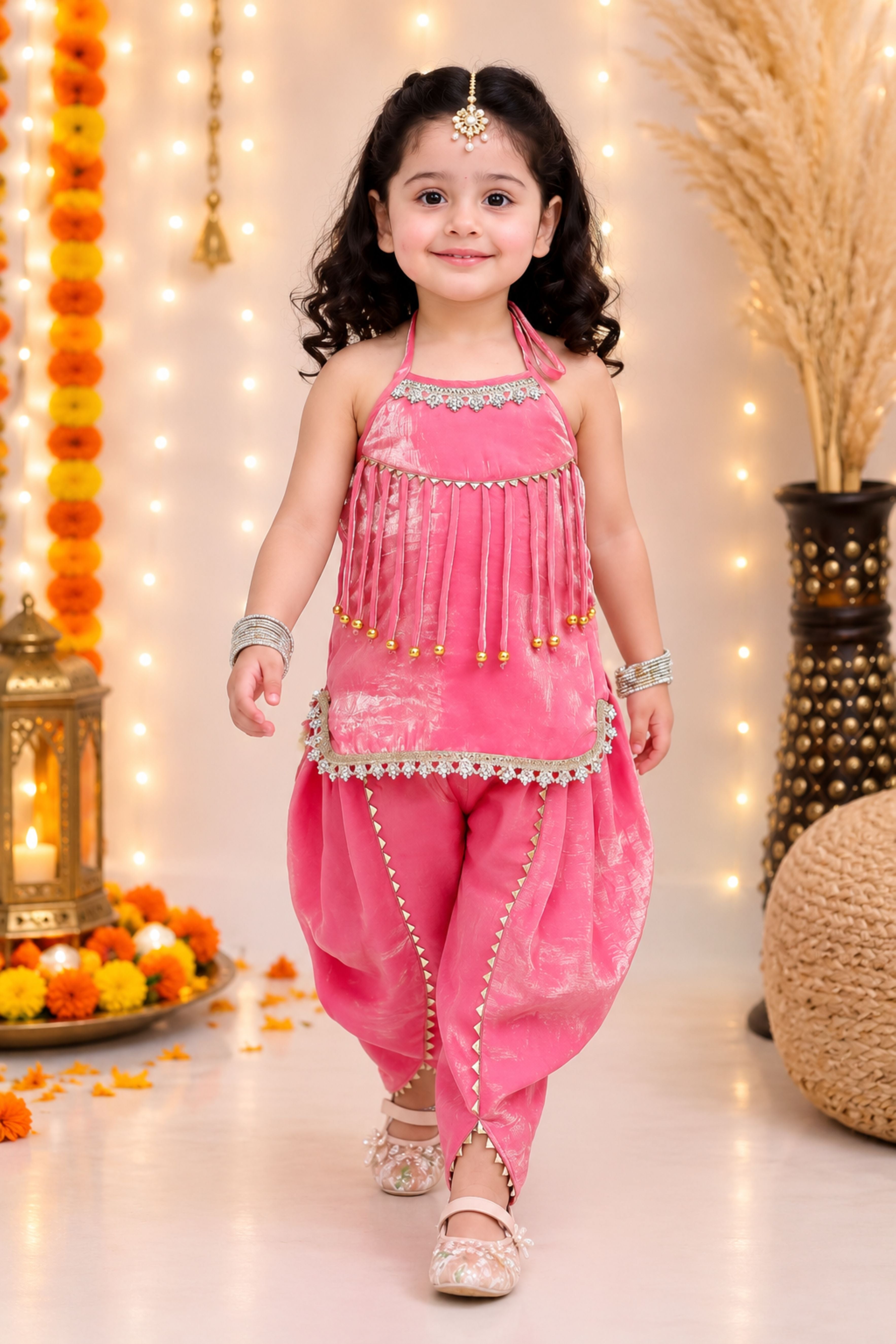Beautiful Fandy dhoti set for girls-T-Pinkfandy