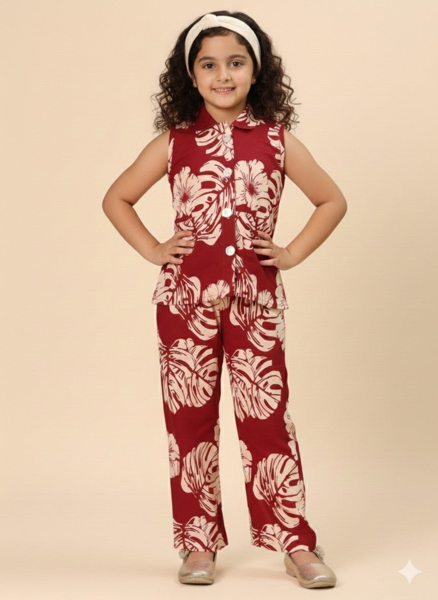 Floral Print Top and Bottom Co-ordset-T-brownfloral