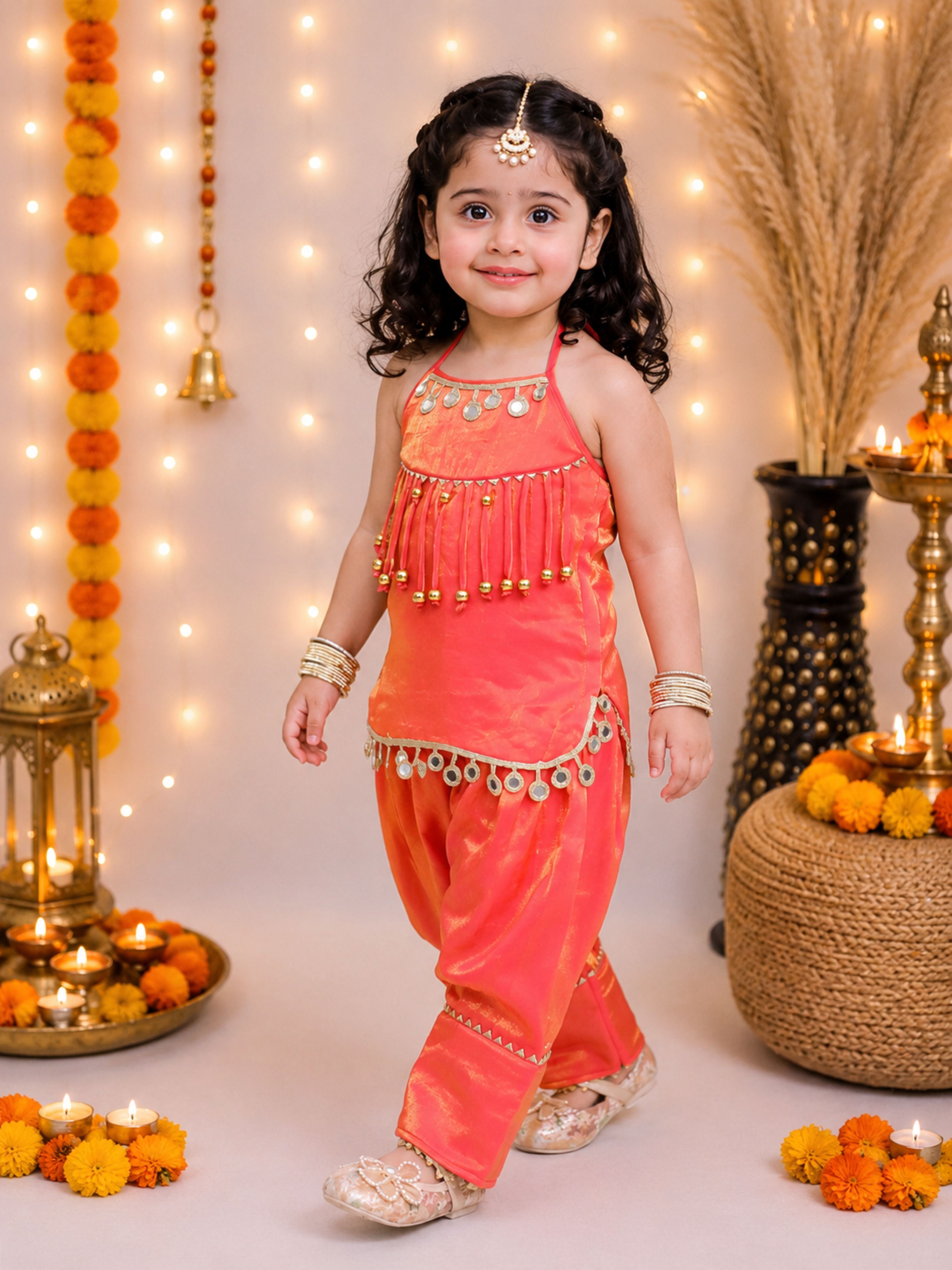 Halter neck fandy farshi slawar and kurti set-T-Orangefandy