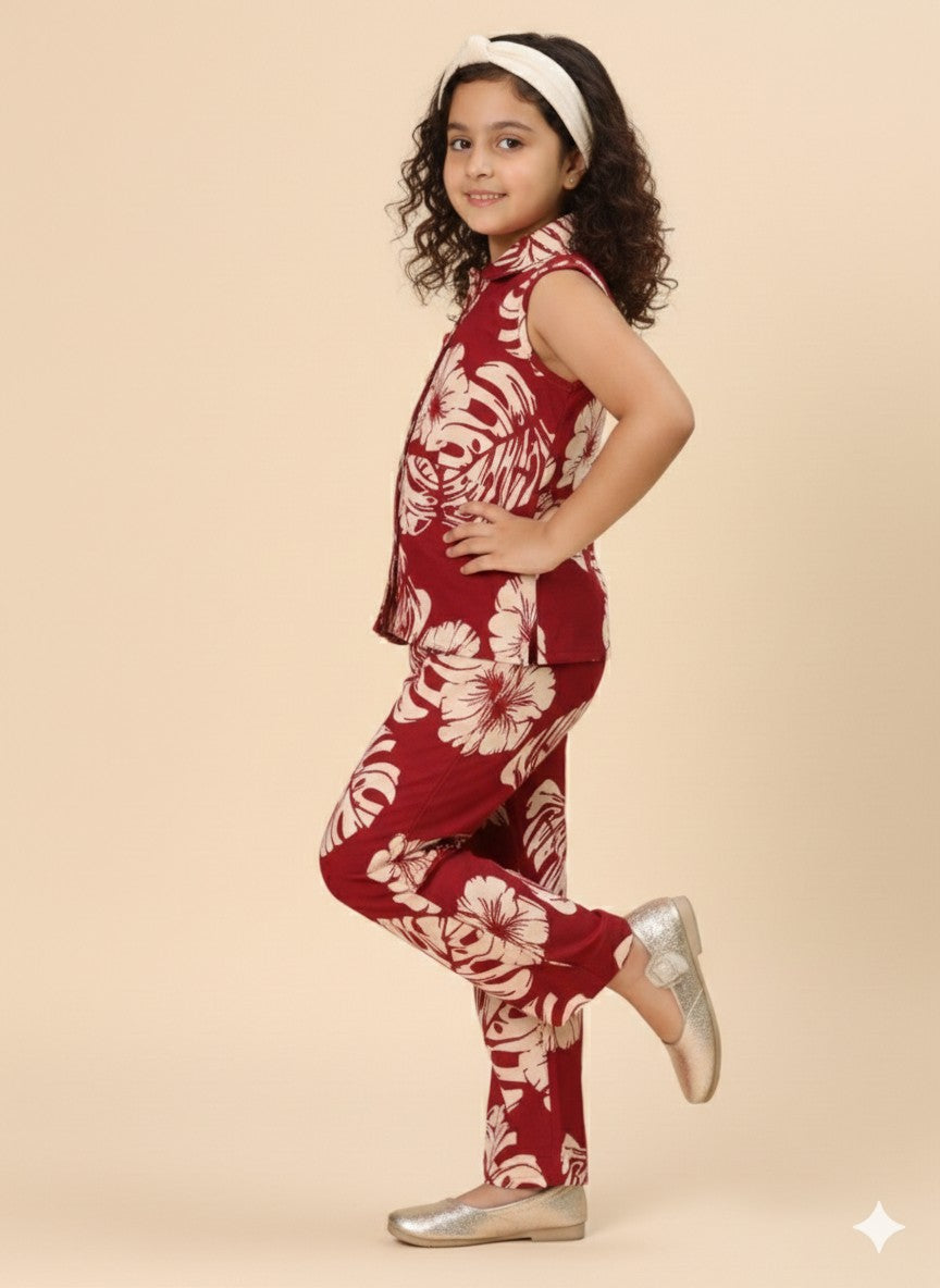 Floral Print Top and Bottom Co-ordset-T-brownfloral