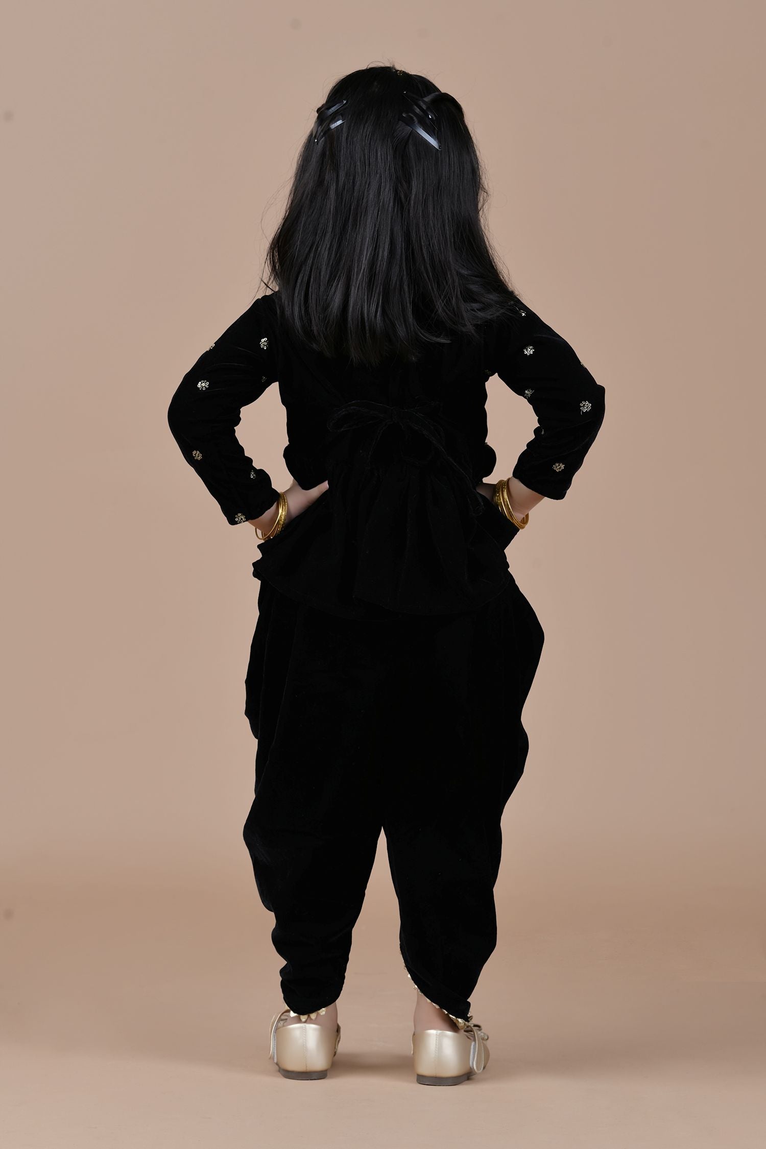 Titrit Black velvet dhoti with dupatta