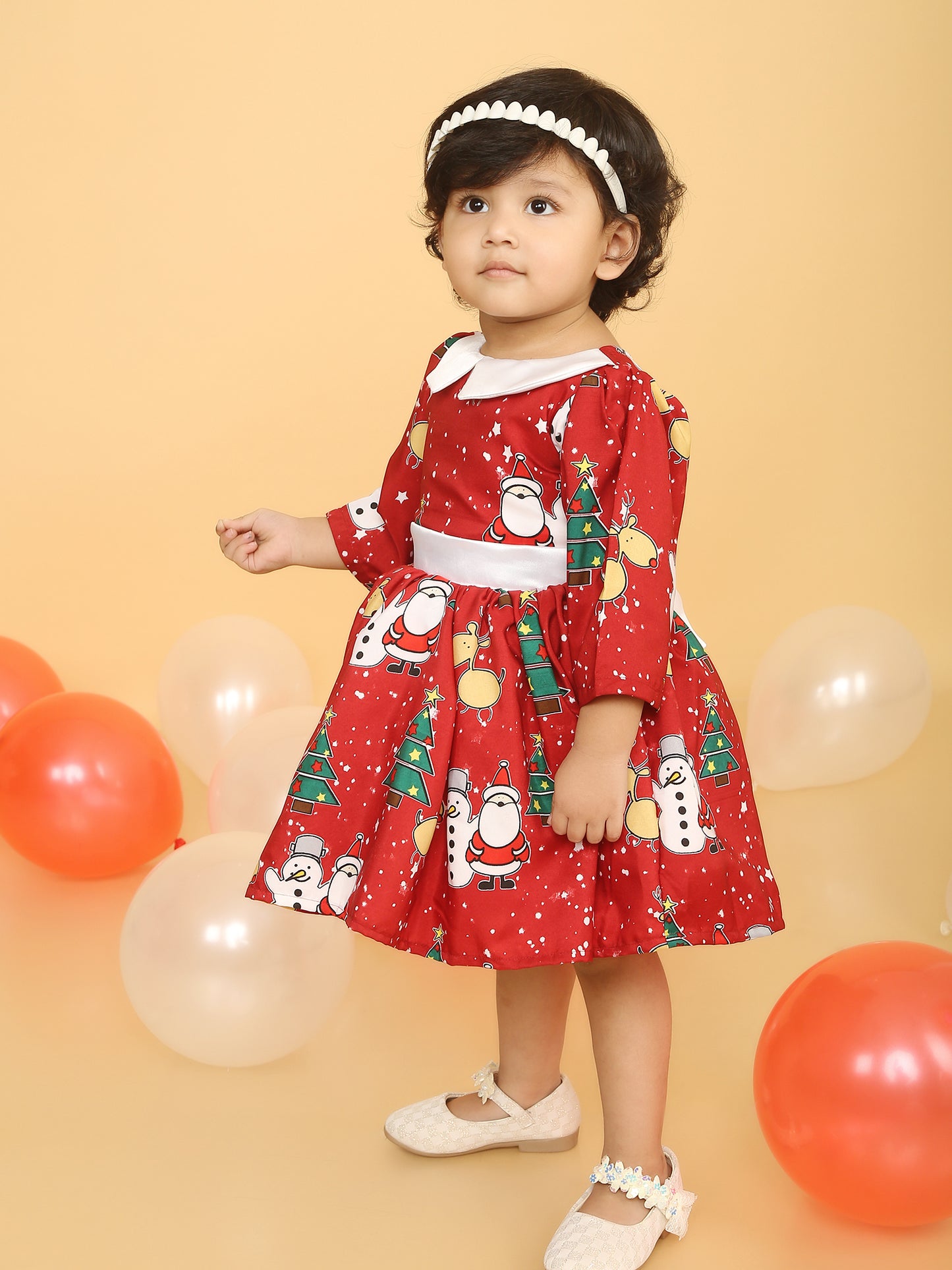 Christmas print fit and flare frock
