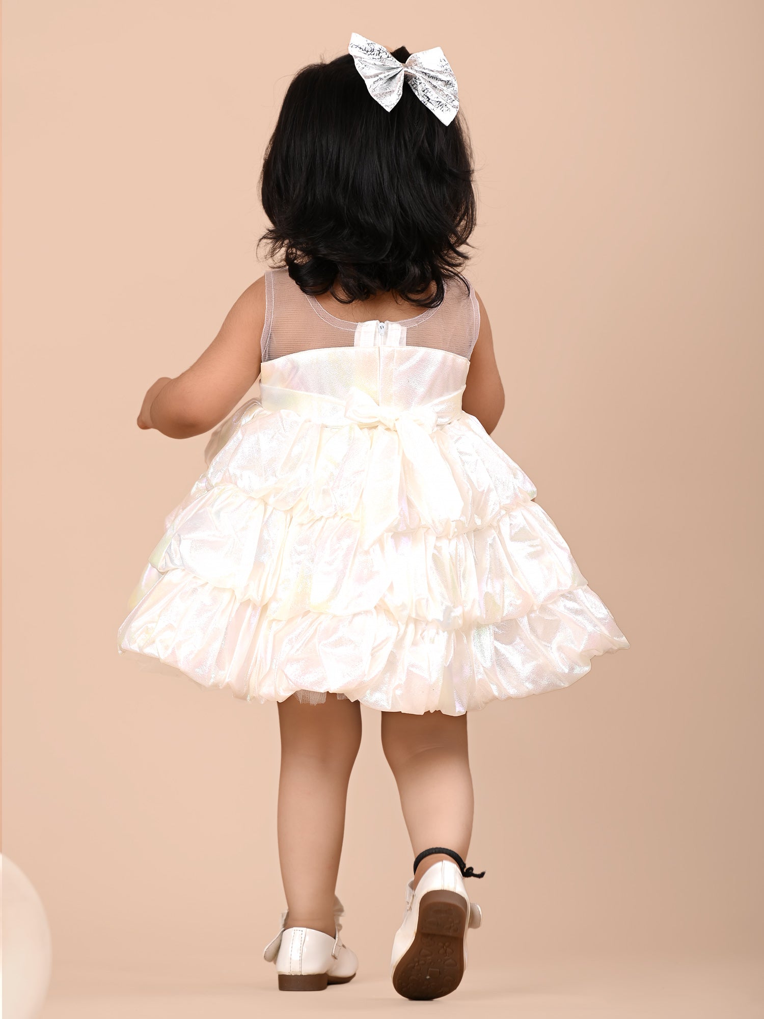 Cream Sparkle balloon frock