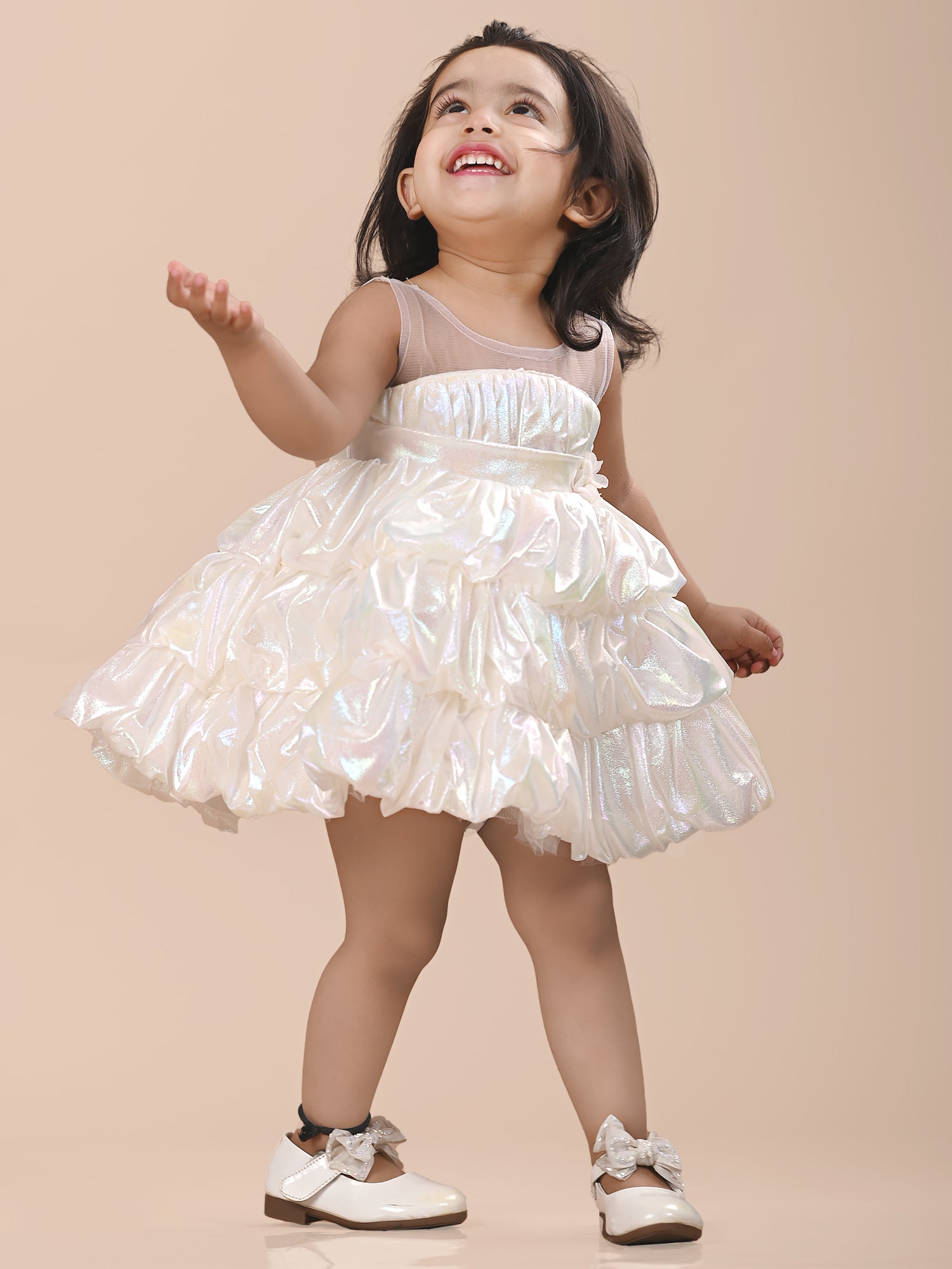 Cream Sparkle balloon frock