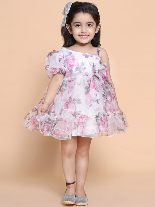 White floral organza frock