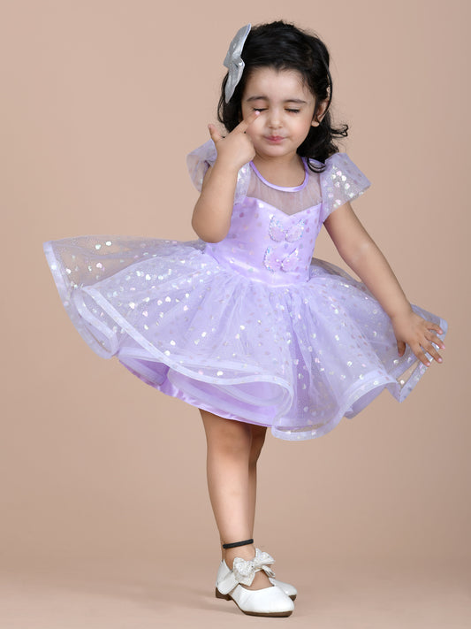 Fit and Flary frill frock- Lilac