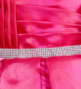 Solid and shiny bulgarian satin party frock-Magenta