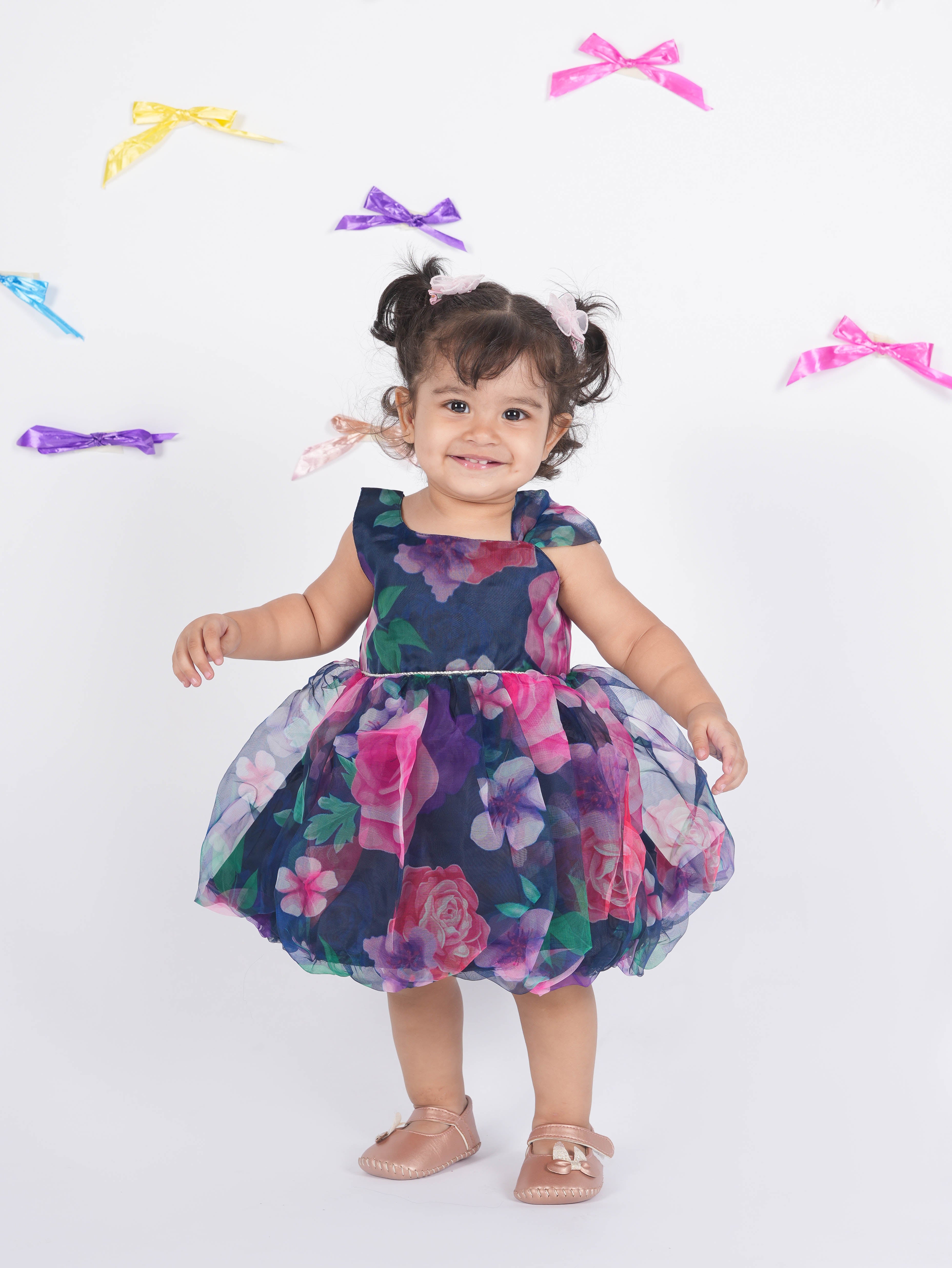 Floral print baloon shaped frock-T-navbluorg