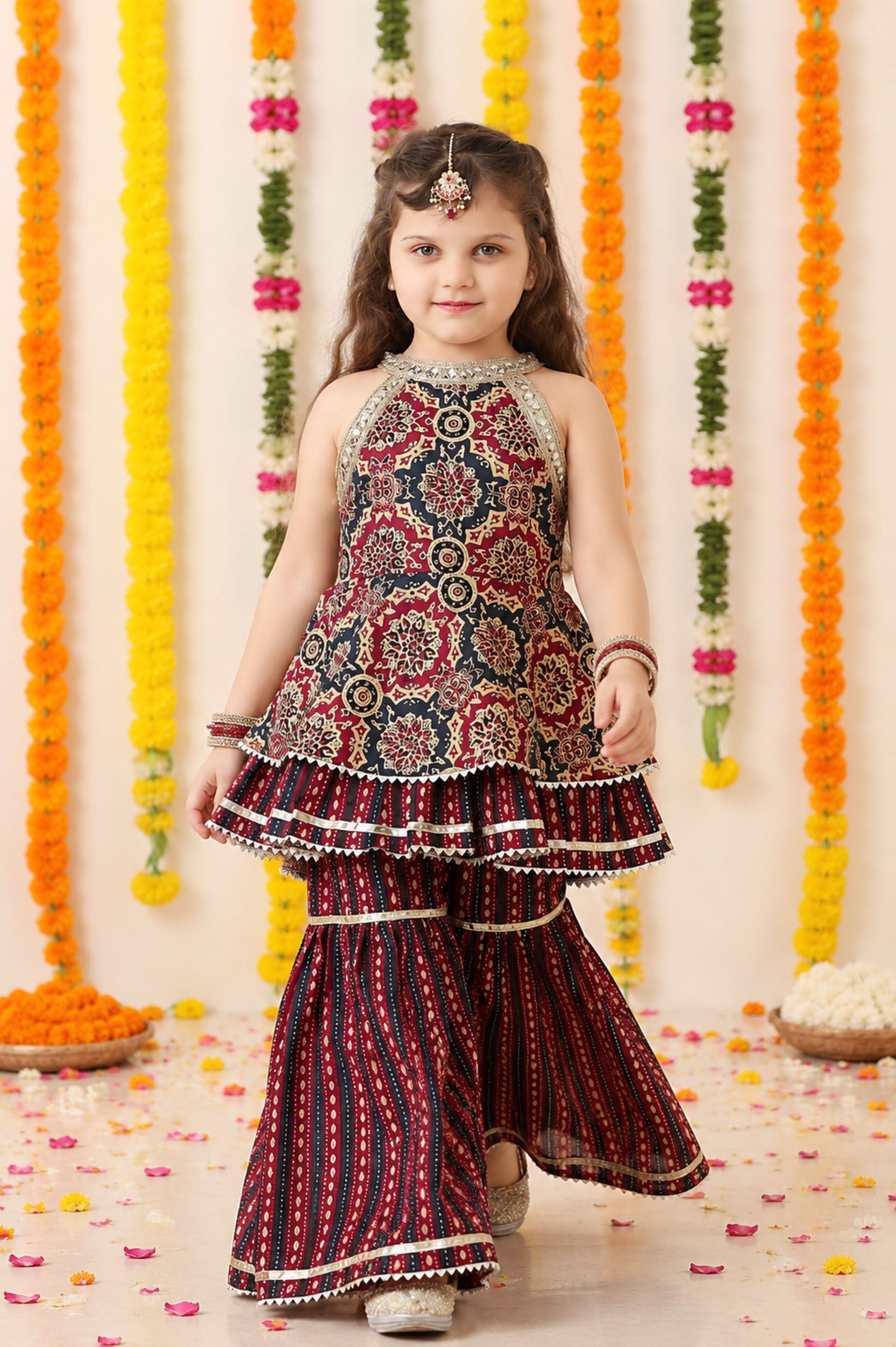 Comfortable cotton layered sharara set -T-DoubleB