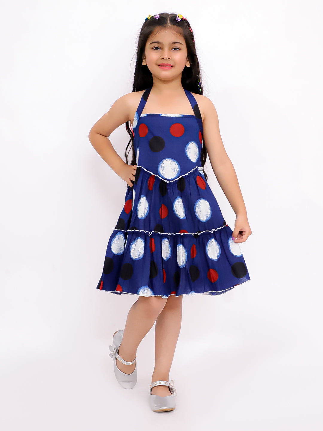 Cotton halter neck printed frock-T-Polkafrock