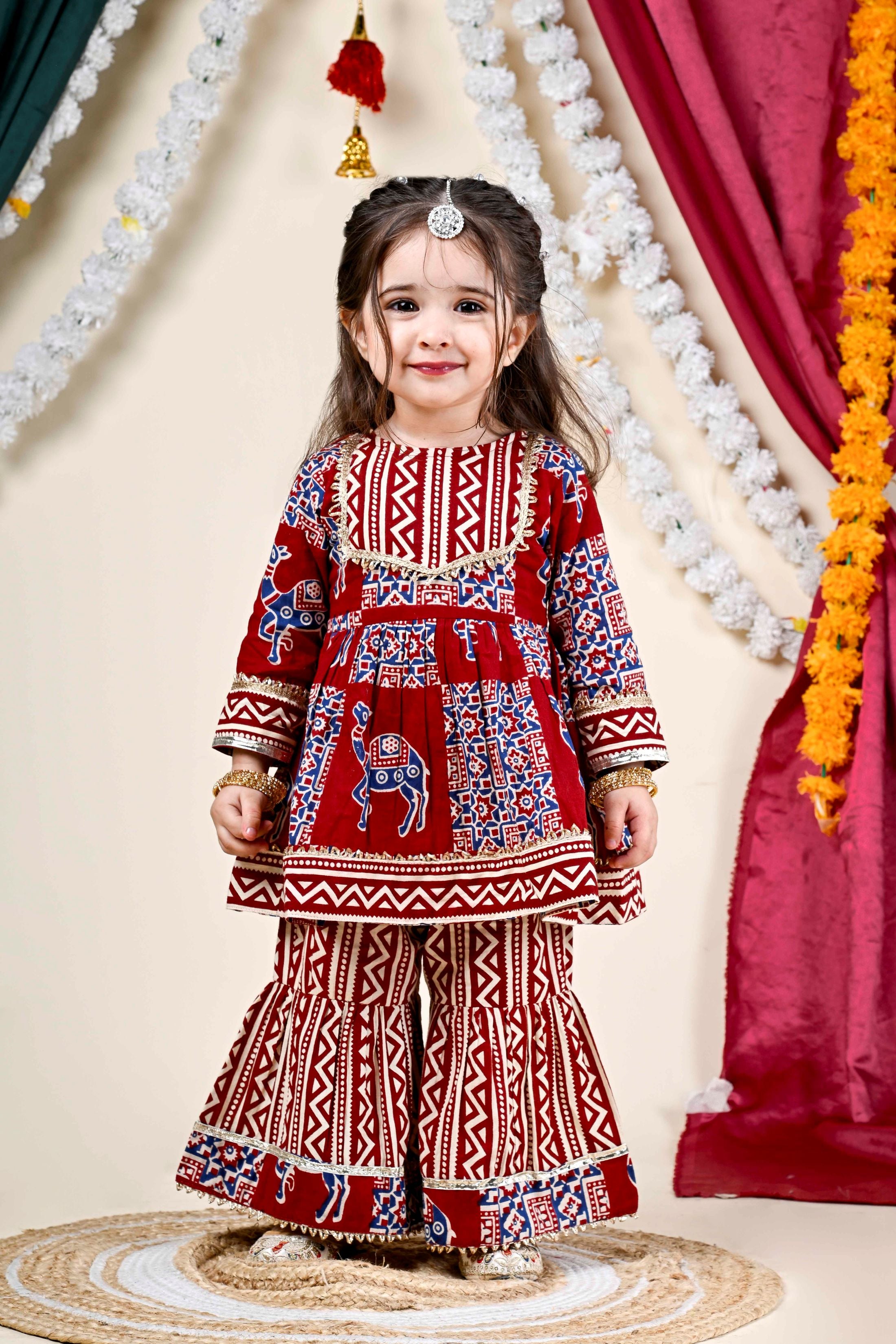cotton printed full sleeves Sharara set-T-Camelkurti