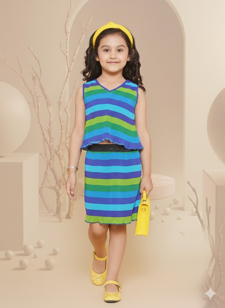Pleated Skirt Set with attached Shorts (Multi Color)