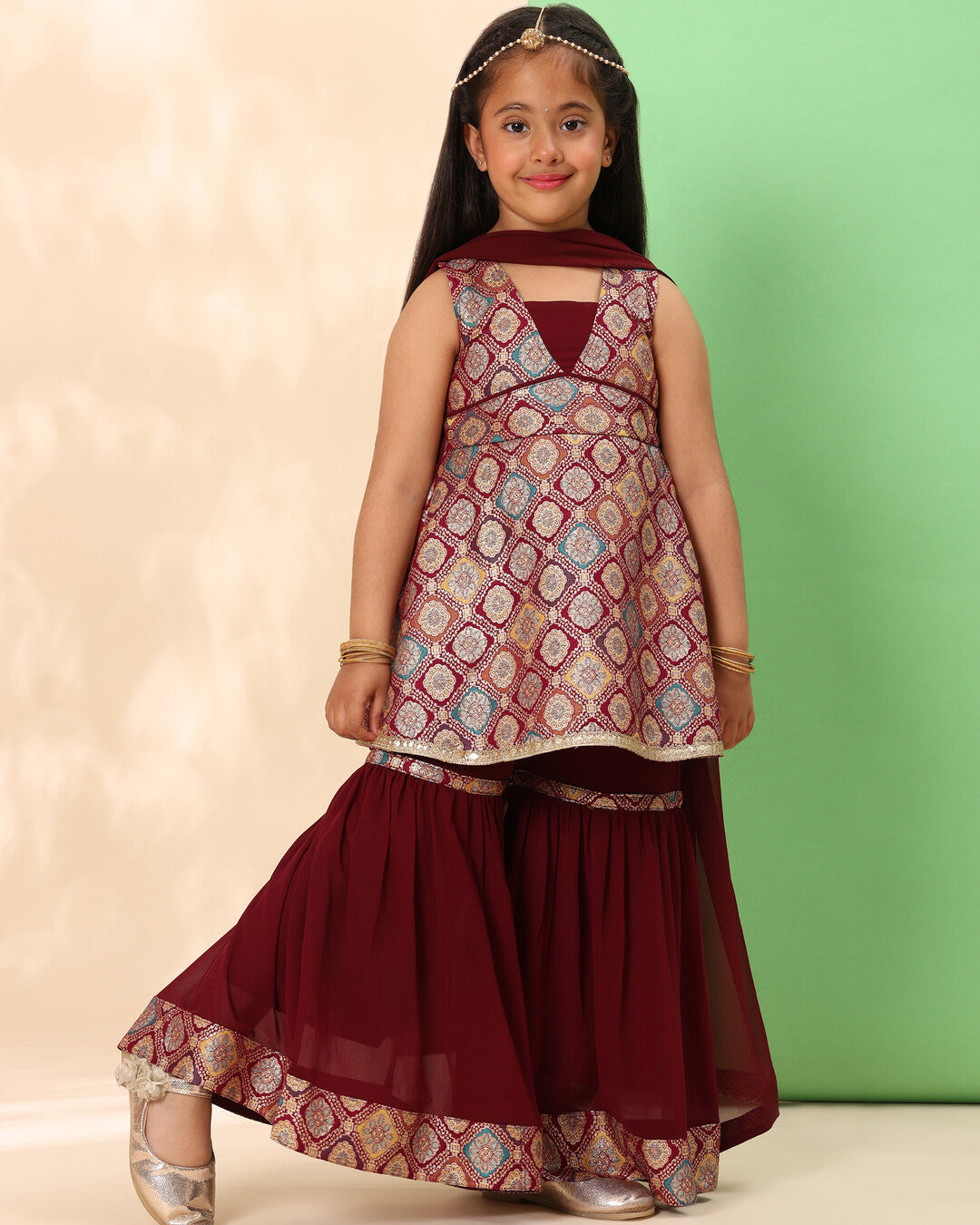 Beautiful brocade kurti with sharara