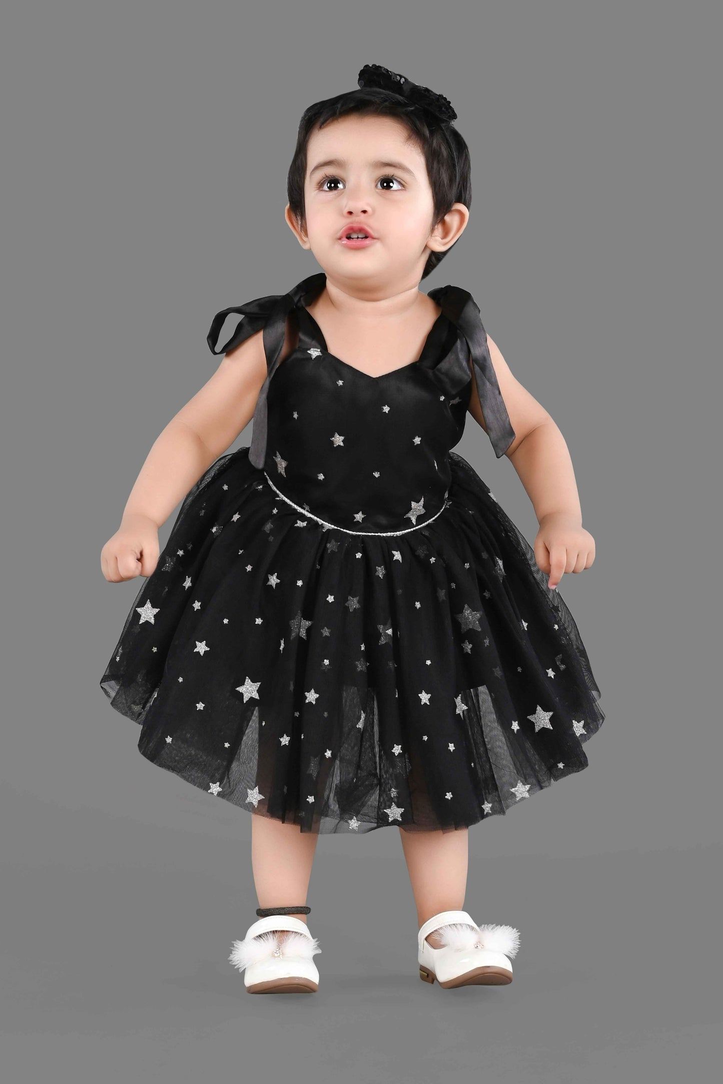 Fit and Flare Net Party Frock (Black)