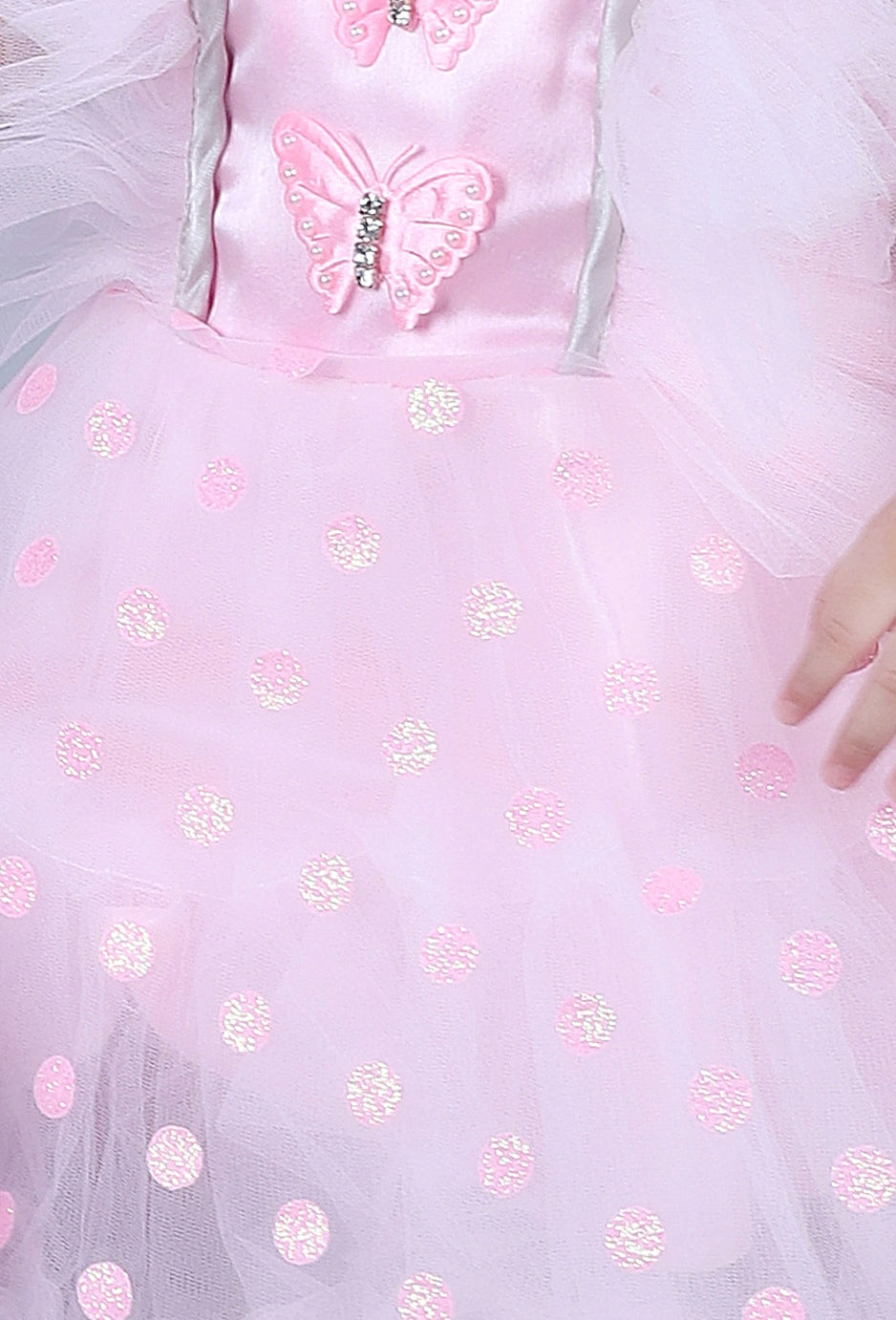 Polka Frill Baby Party Frock (Pink)