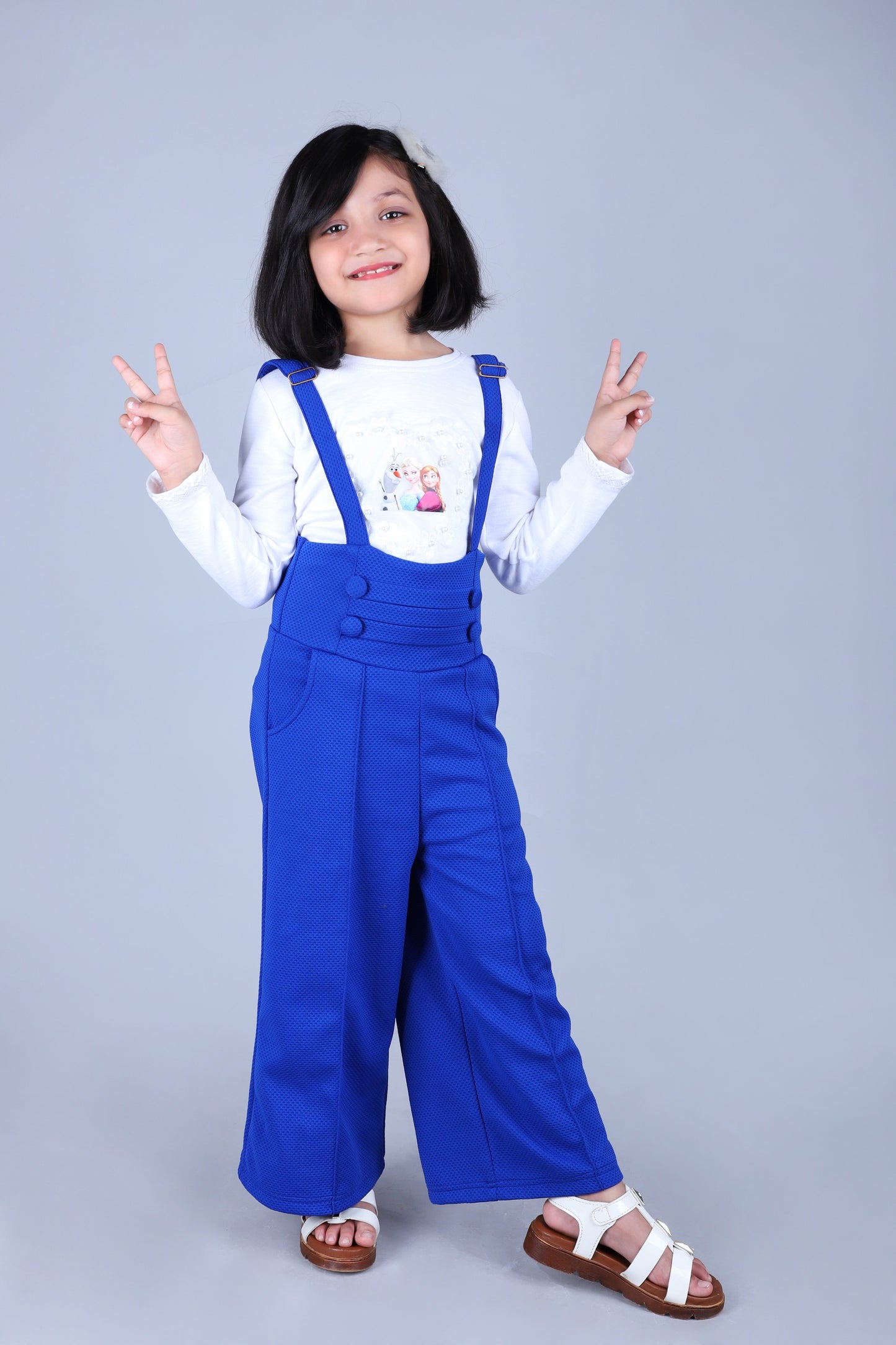 Full Sleeves Top and Dungaree Set (Blue)