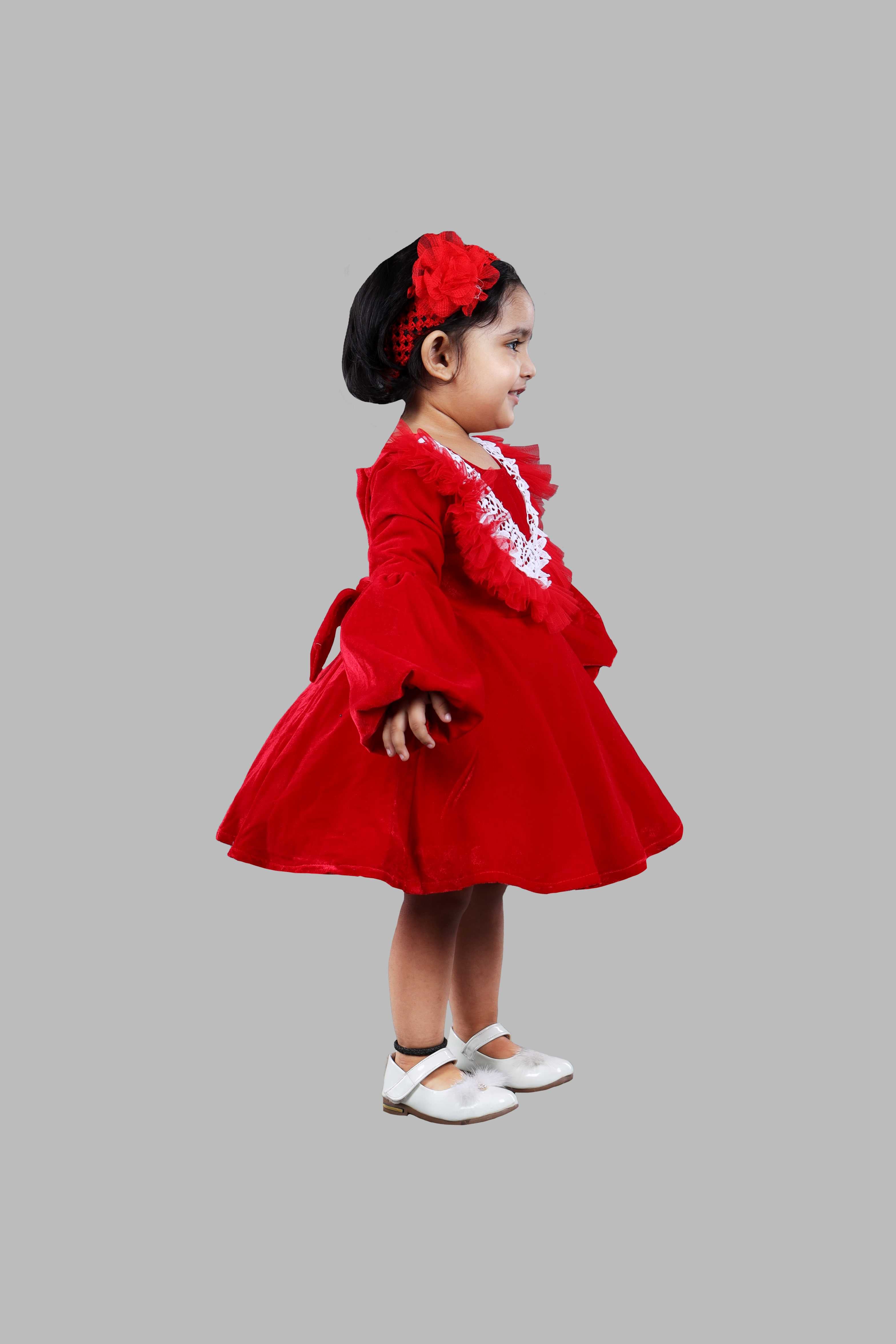 Fit and Flare Net Party Dress (Red)