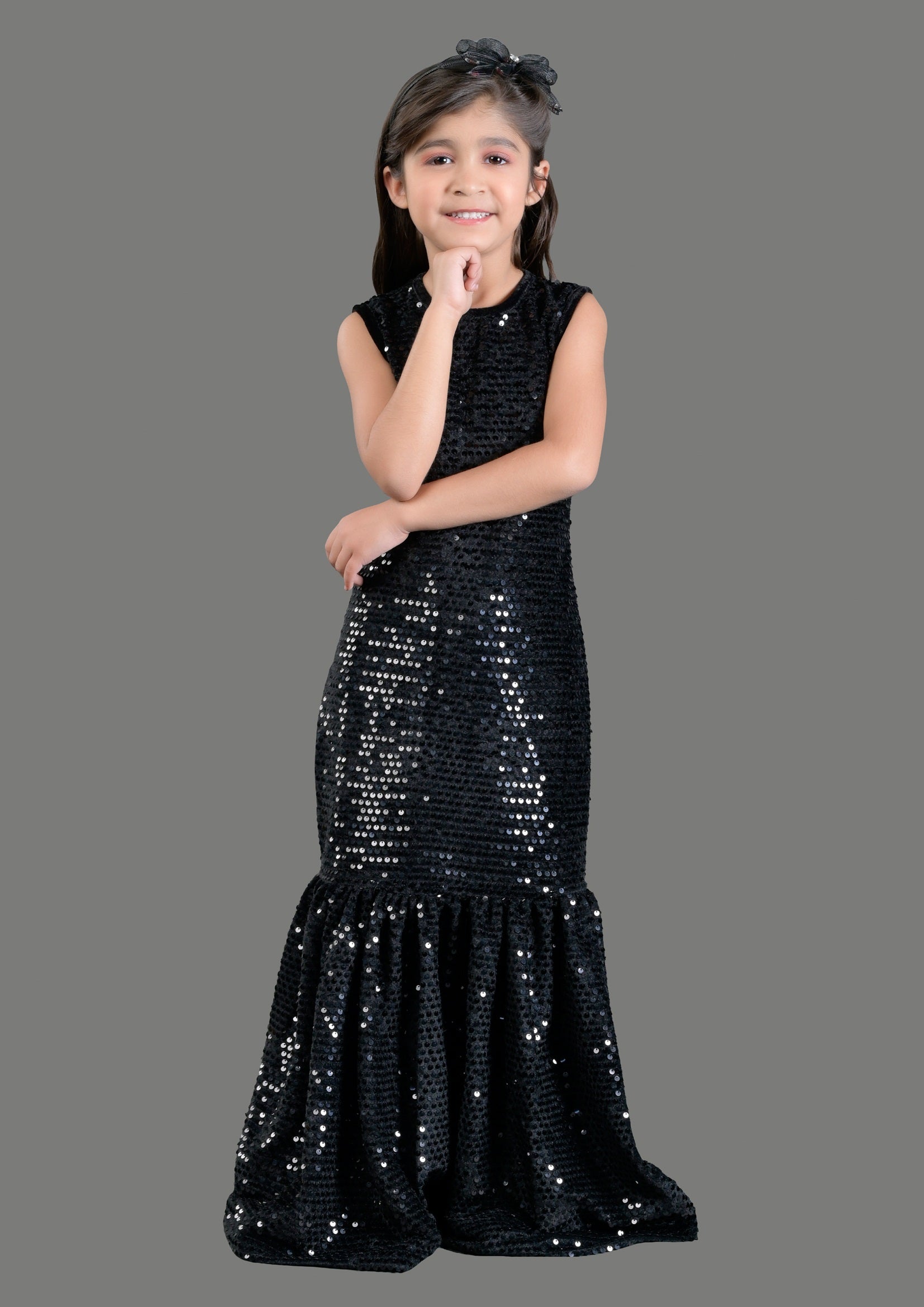 Titrit black velvet gown with shrug