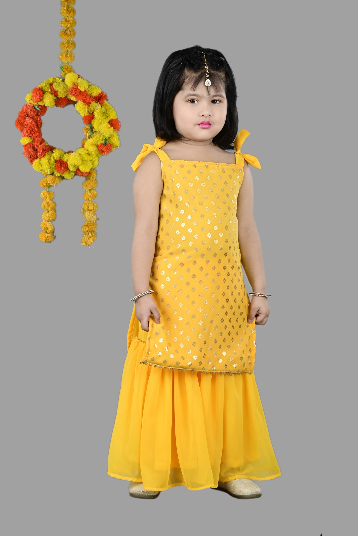 Kurta and Sharara With Dupatta (Yellow)