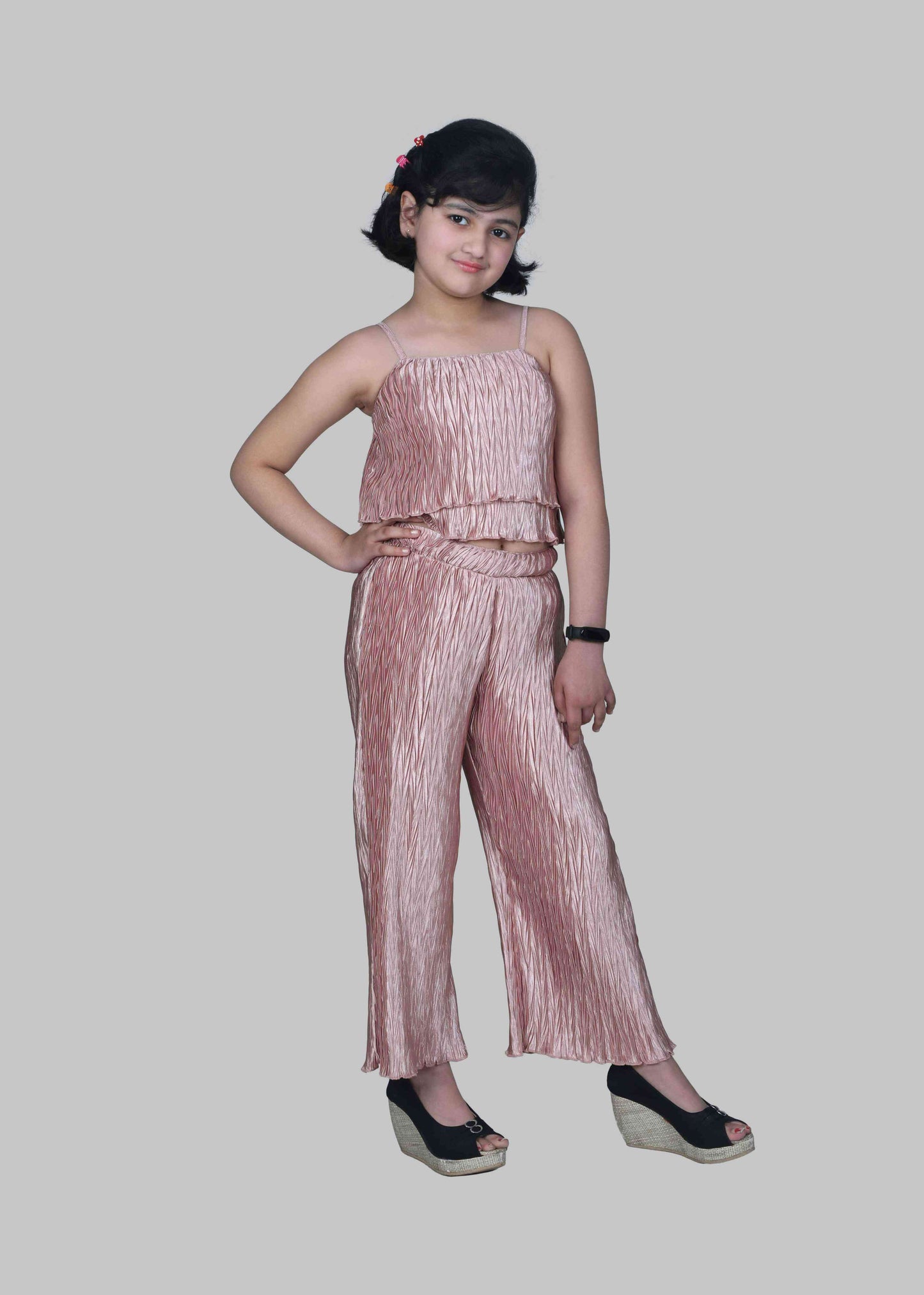 Pleated Top & Palazzo set (Pink)