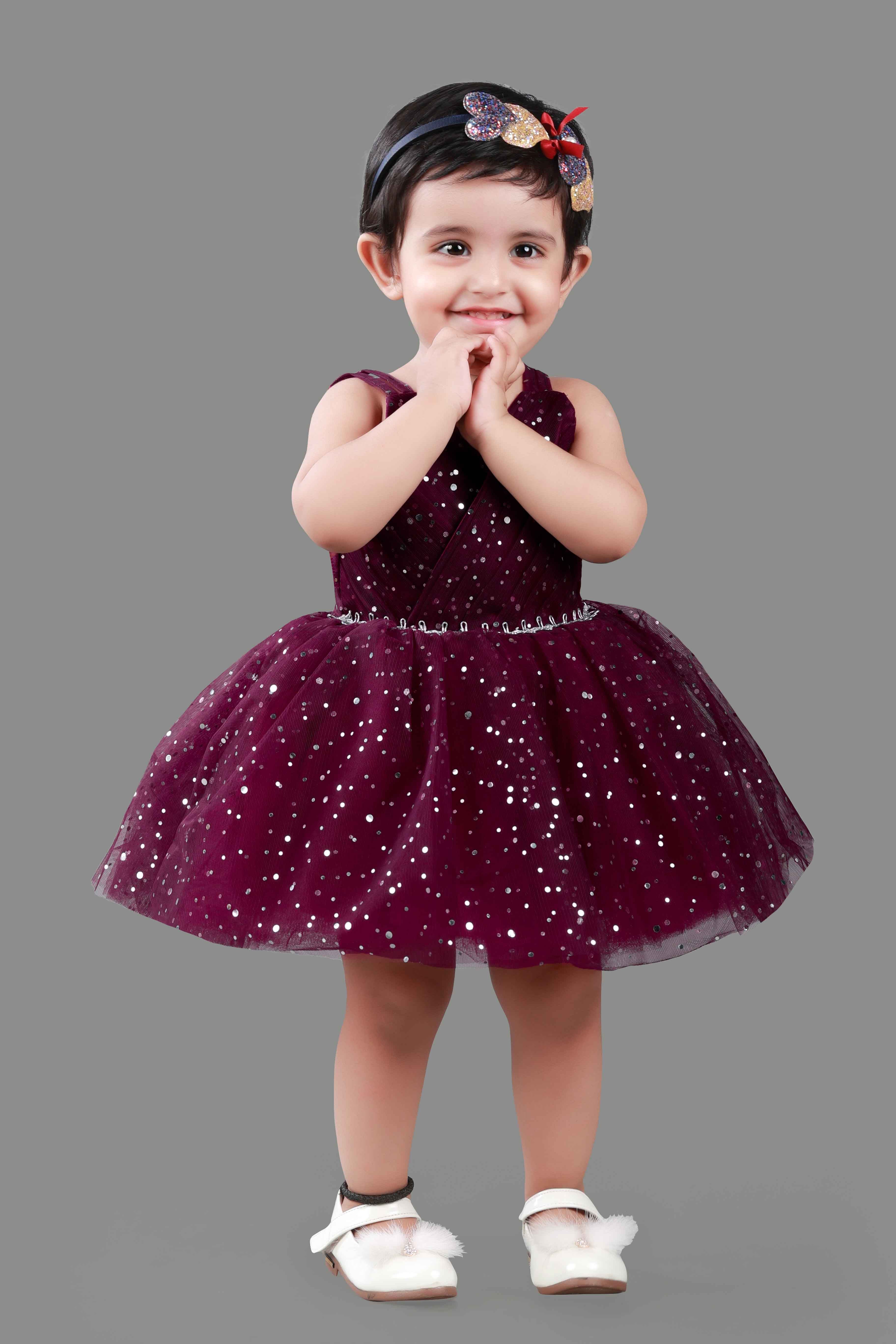 Fit & Flare Sleeveless Party Frock (Wine)