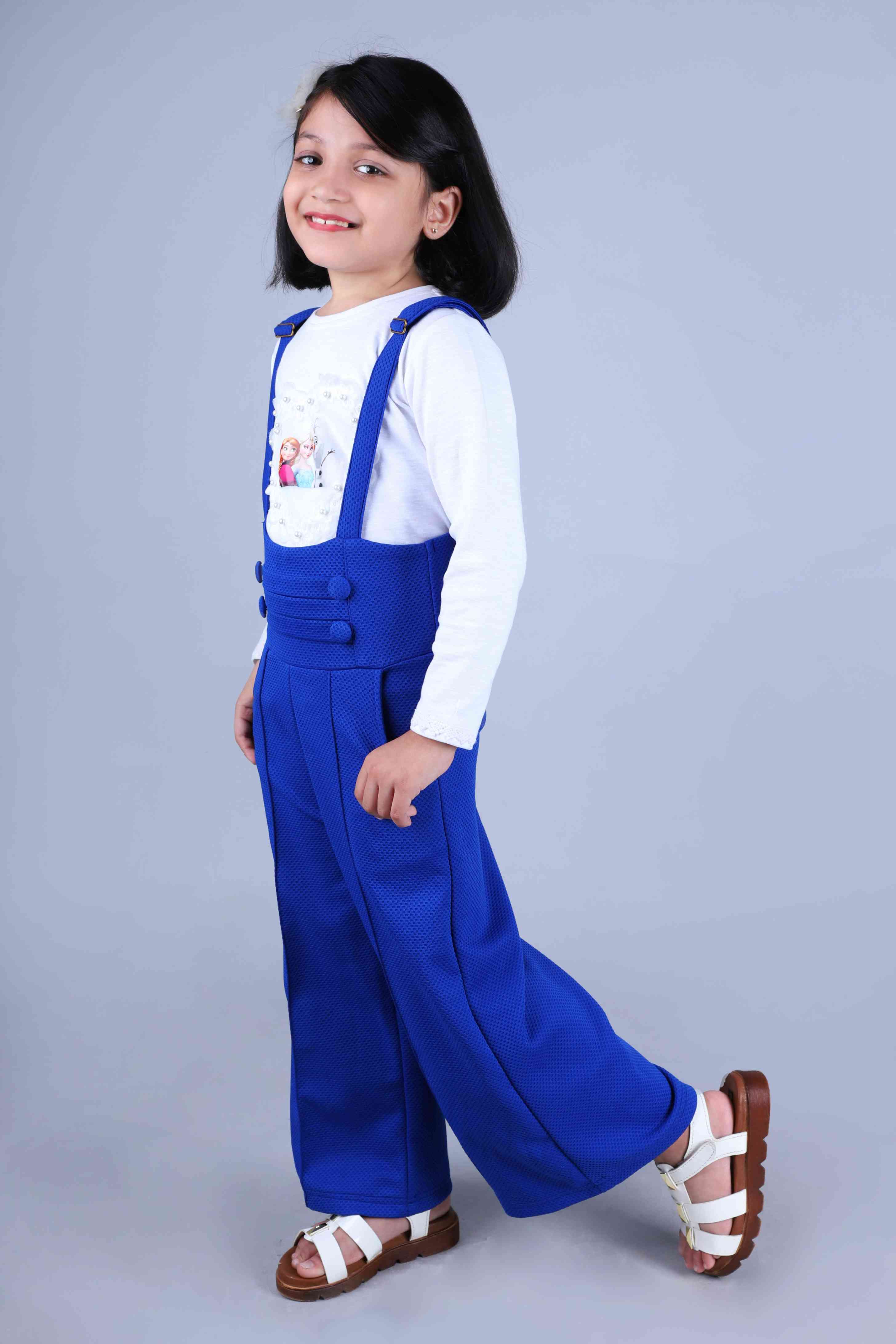 Full Sleeves Top and Dungaree Set (Blue)