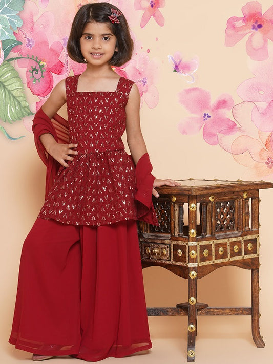 Peplum top with a flared palazzo and dupatta