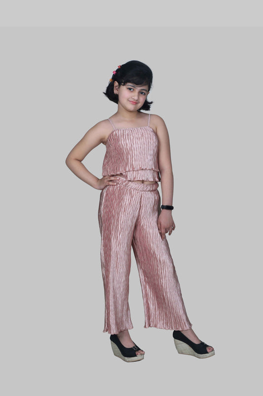 Pleated Top & Palazzo set (Pink)