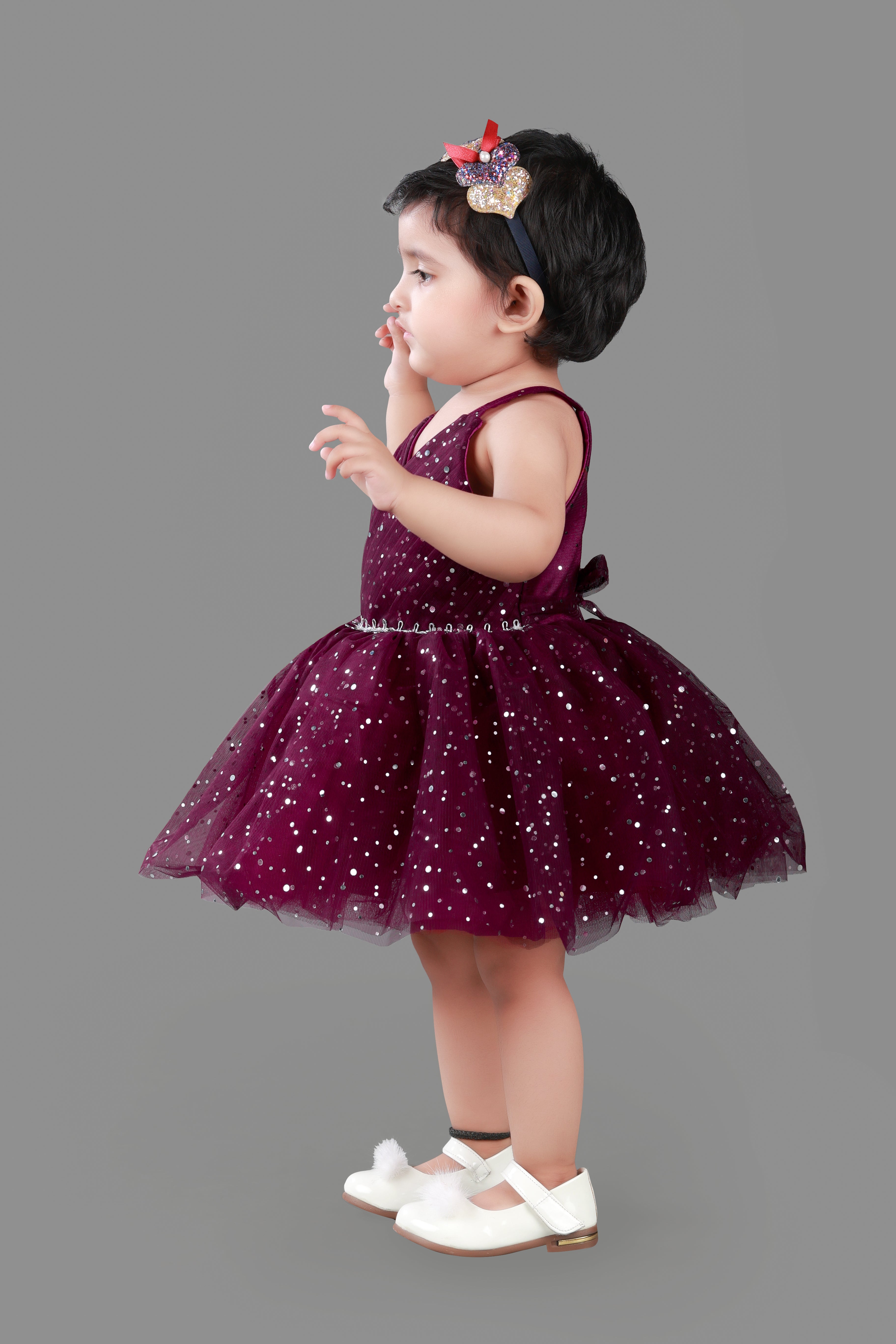 Fit & Flare Sleeveless Party Frock (Wine)