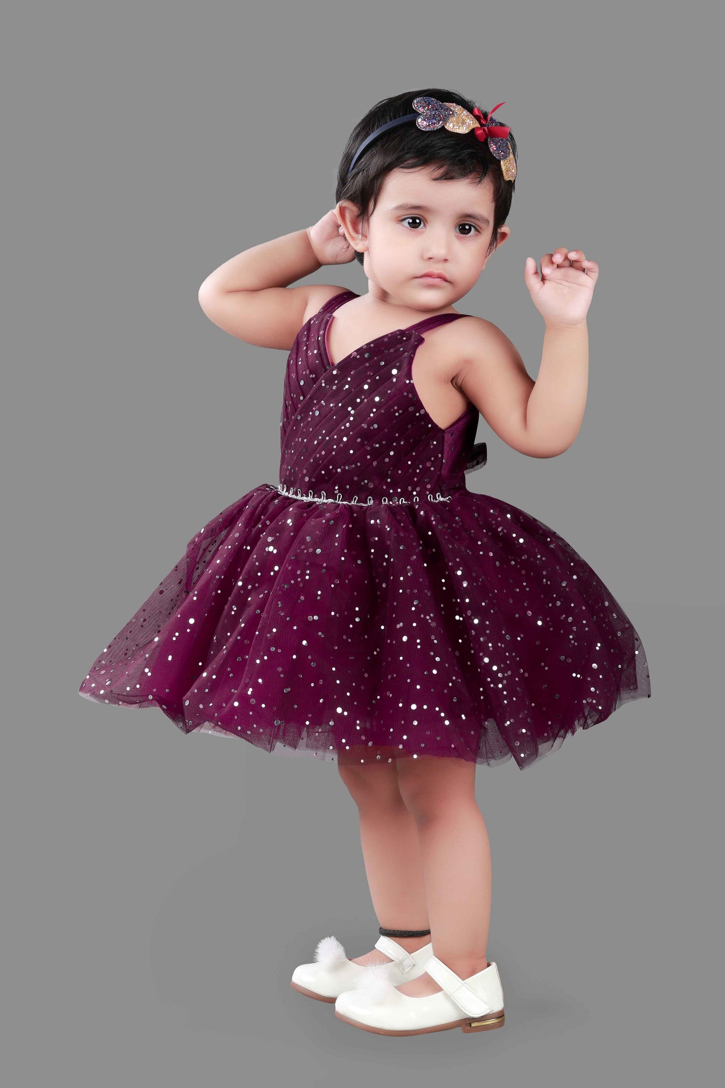 Fit & Flare Sleeveless Party Frock (Wine)