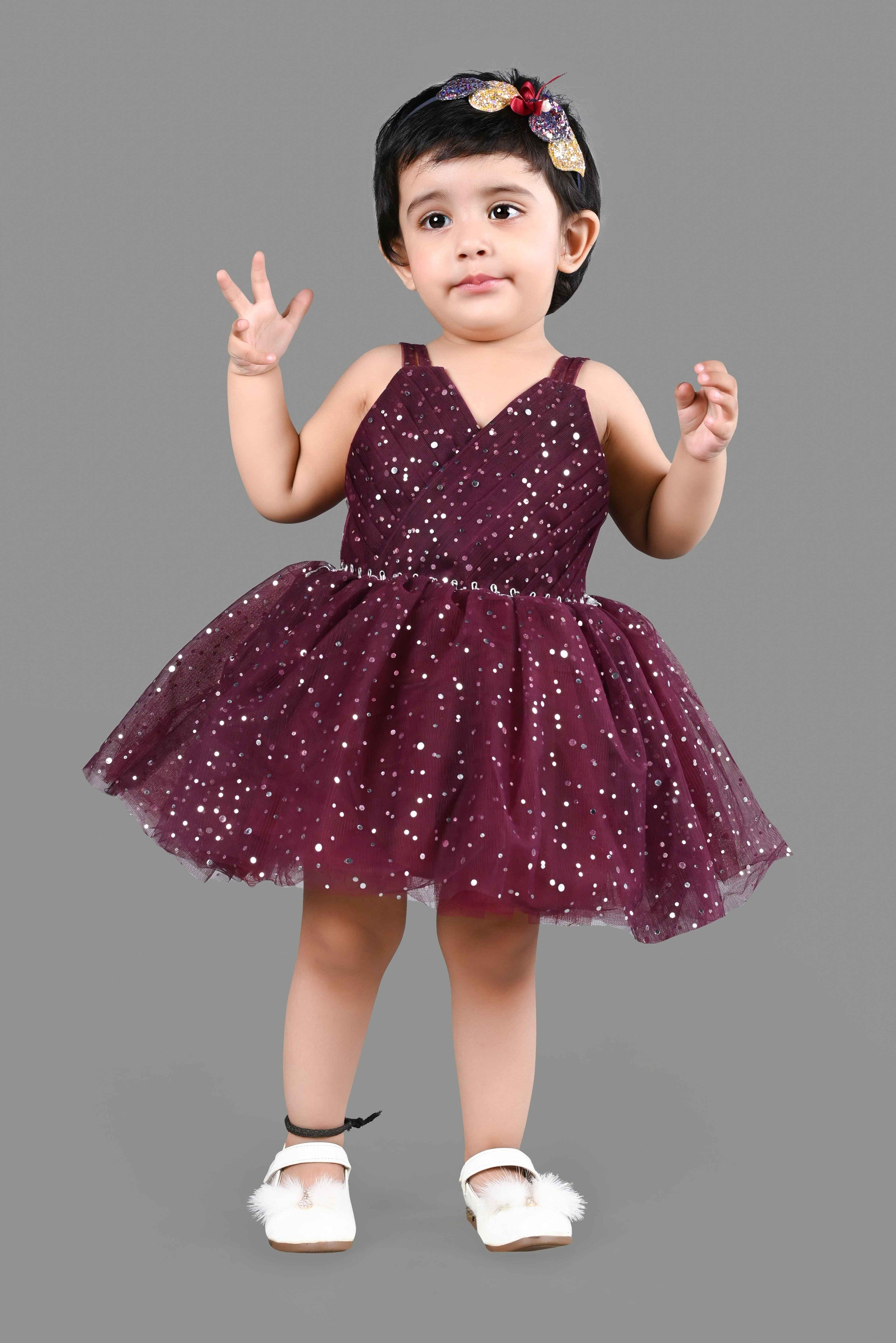 Fit & Flare Sleeveless Party Frock (Wine)