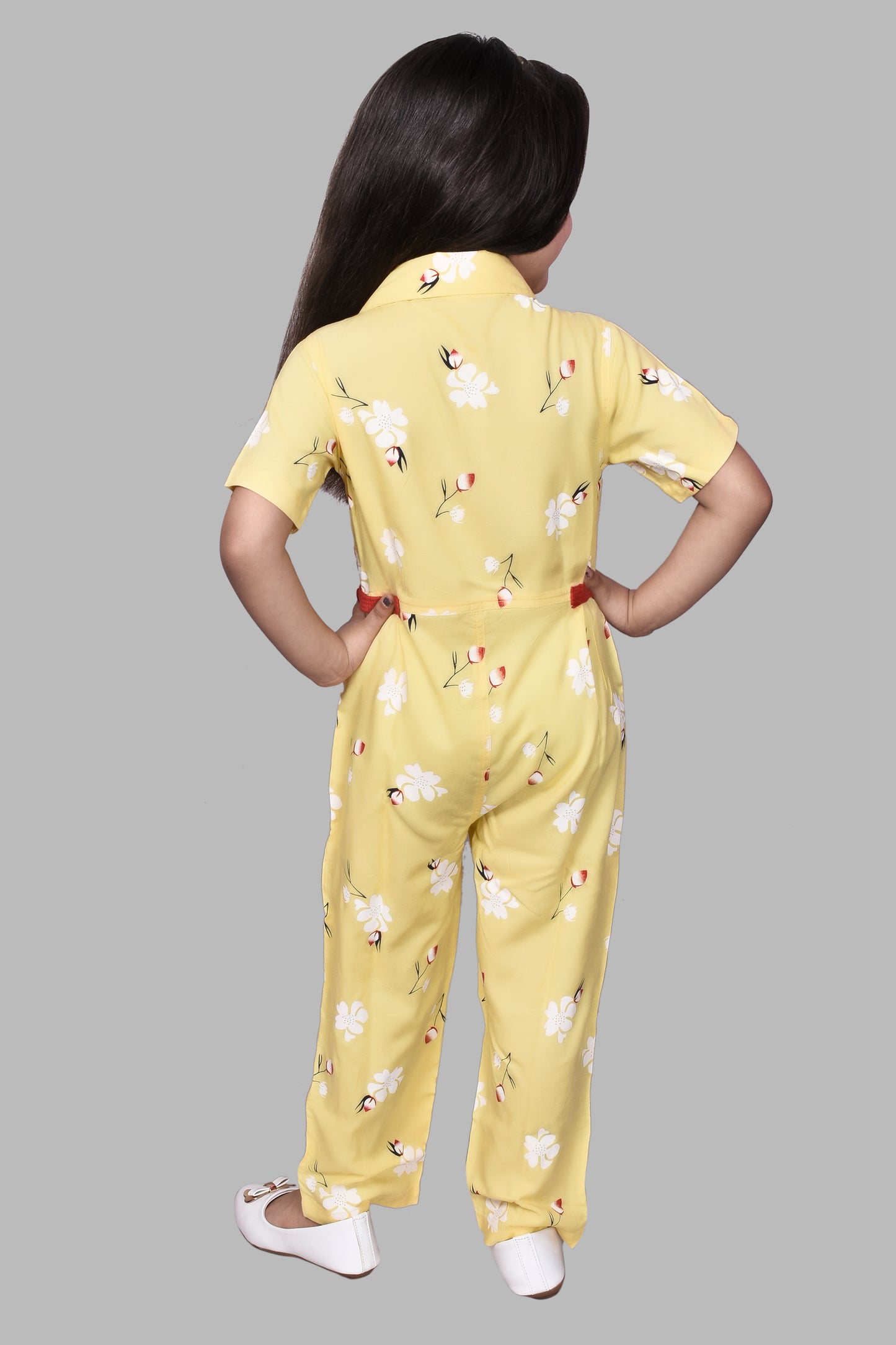 Floral Front Buttoned Jumpsuit (Yellow)