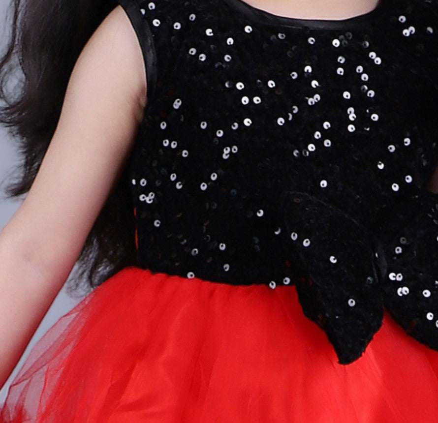 Net Baby Party Frock (Red & Black)