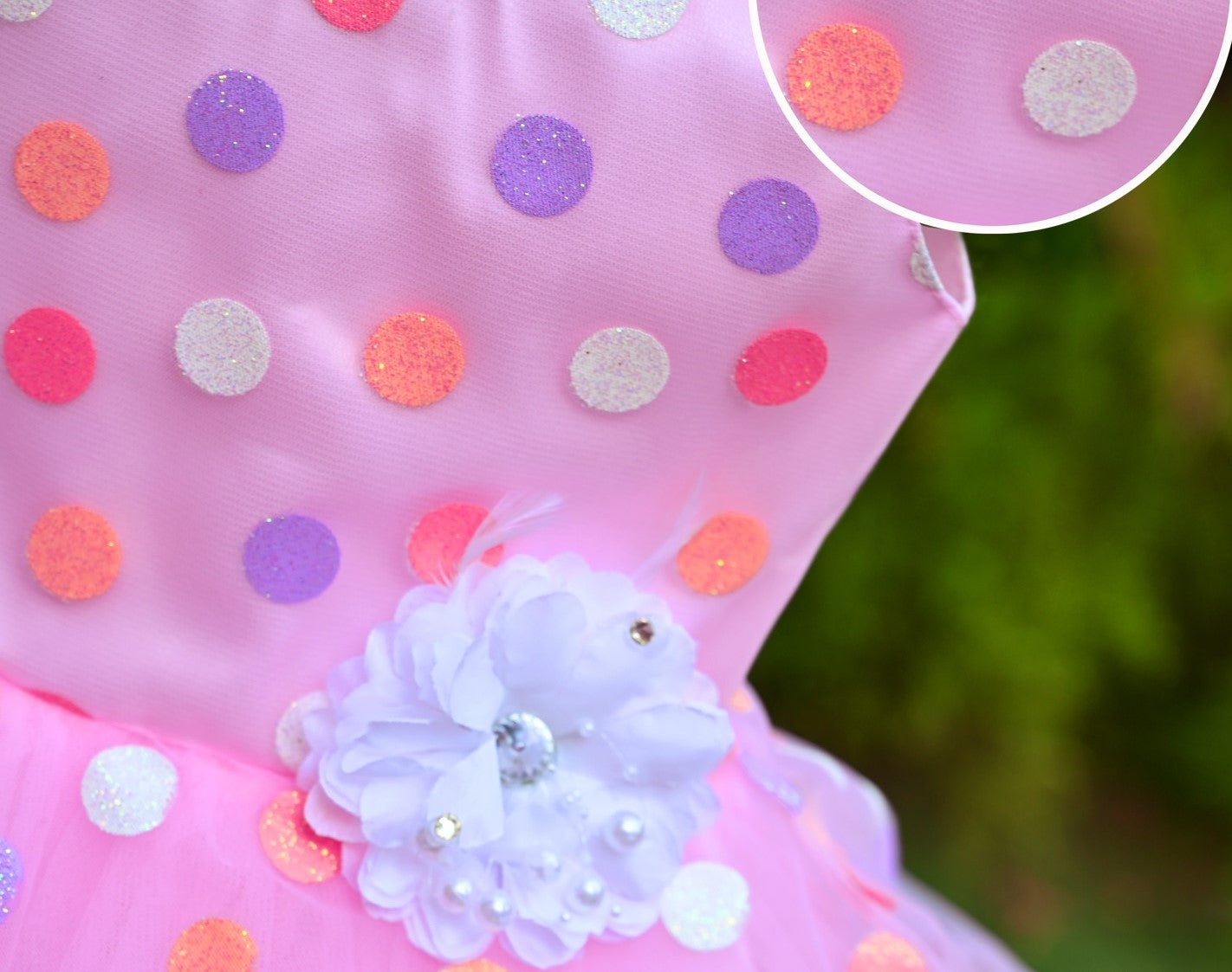 Polka Net Baby Party Frock (Pink)