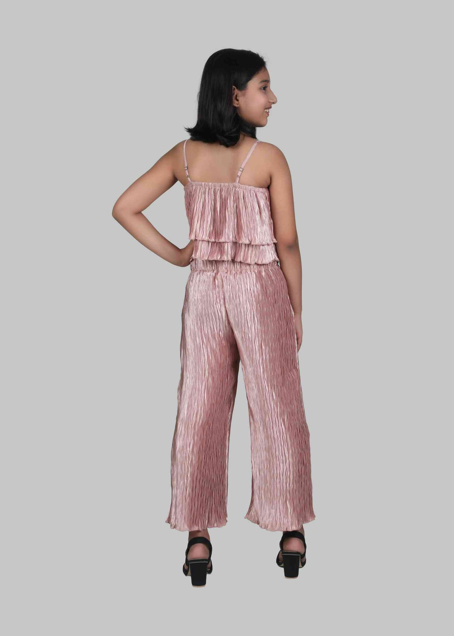 Pleated Top & Palazzo set (Pink)