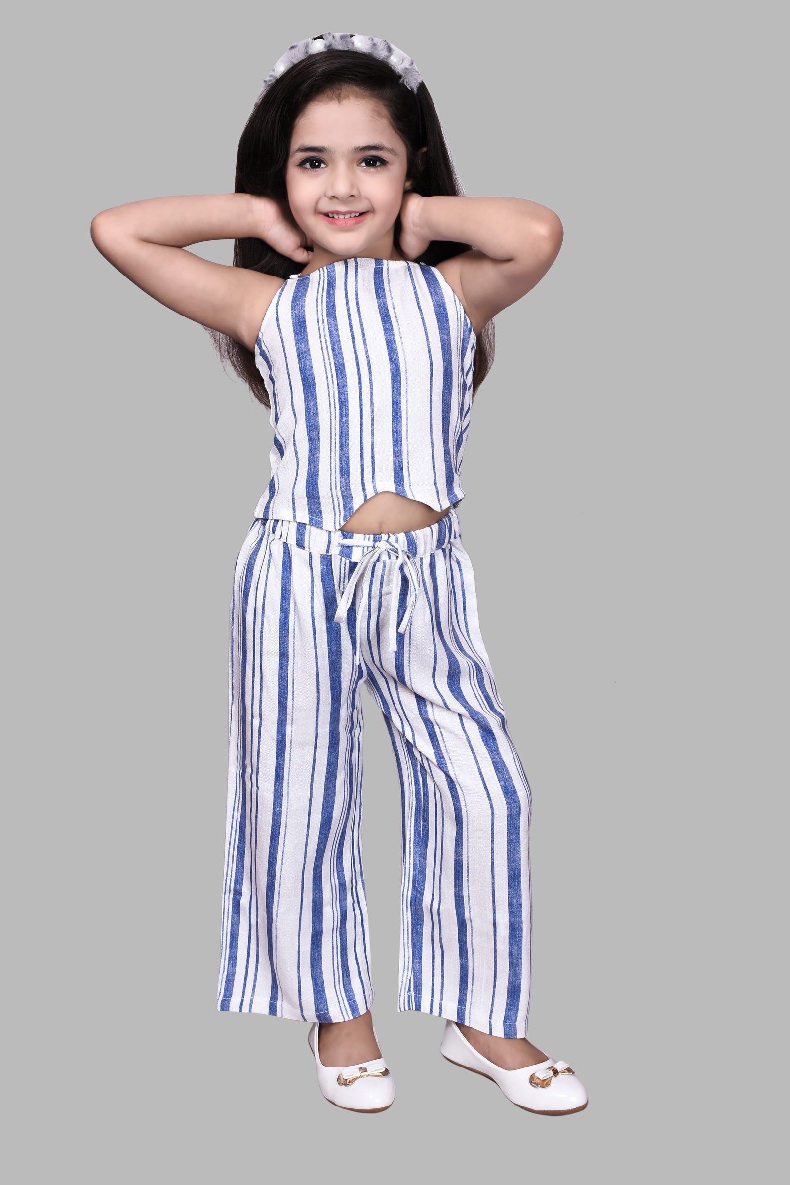 Palazzo and Top Set (White Striped)