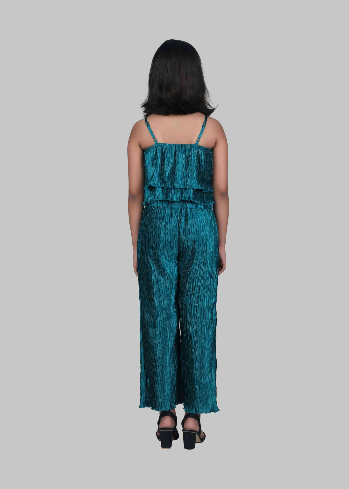 Pleated Top and Palazzo Set (Emerald)