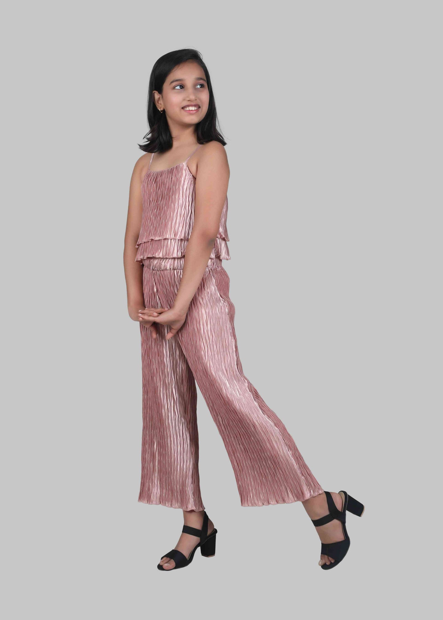 Pleated Top & Palazzo set (Pink)