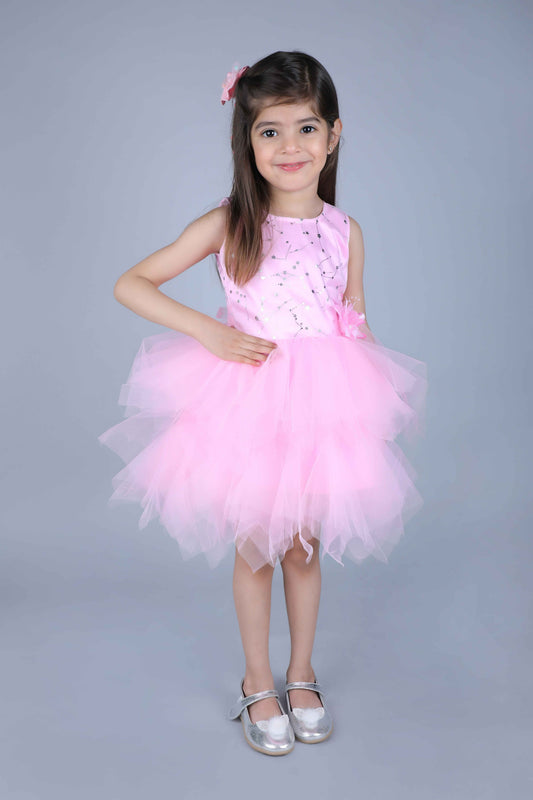 Flower Baby Party Frock (Pink)